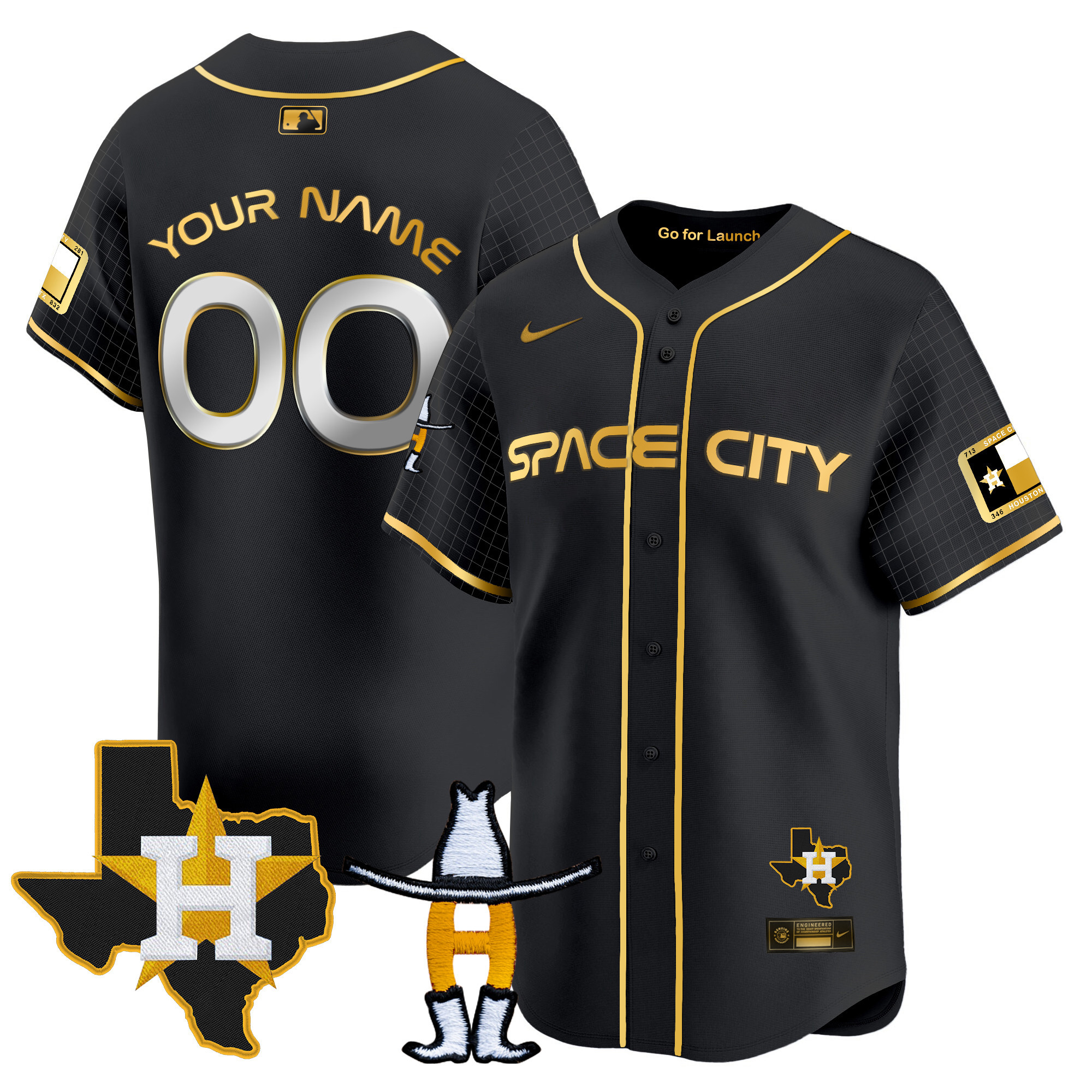 Houston Astros Space City Texas Patch Vapor Premier Limited Custom Jersey - All Stitched