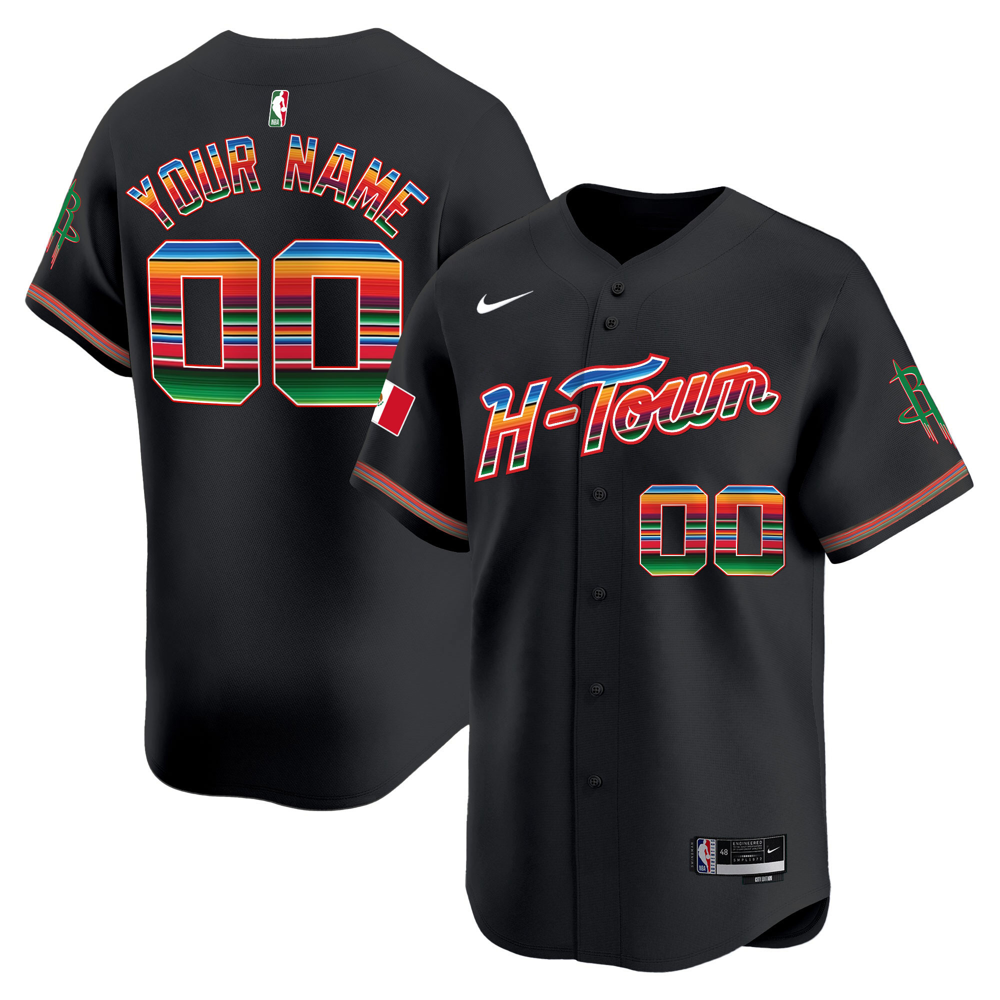 Houston Rockets Mexico Vapor Baseball Custom Jersey - All Stitched