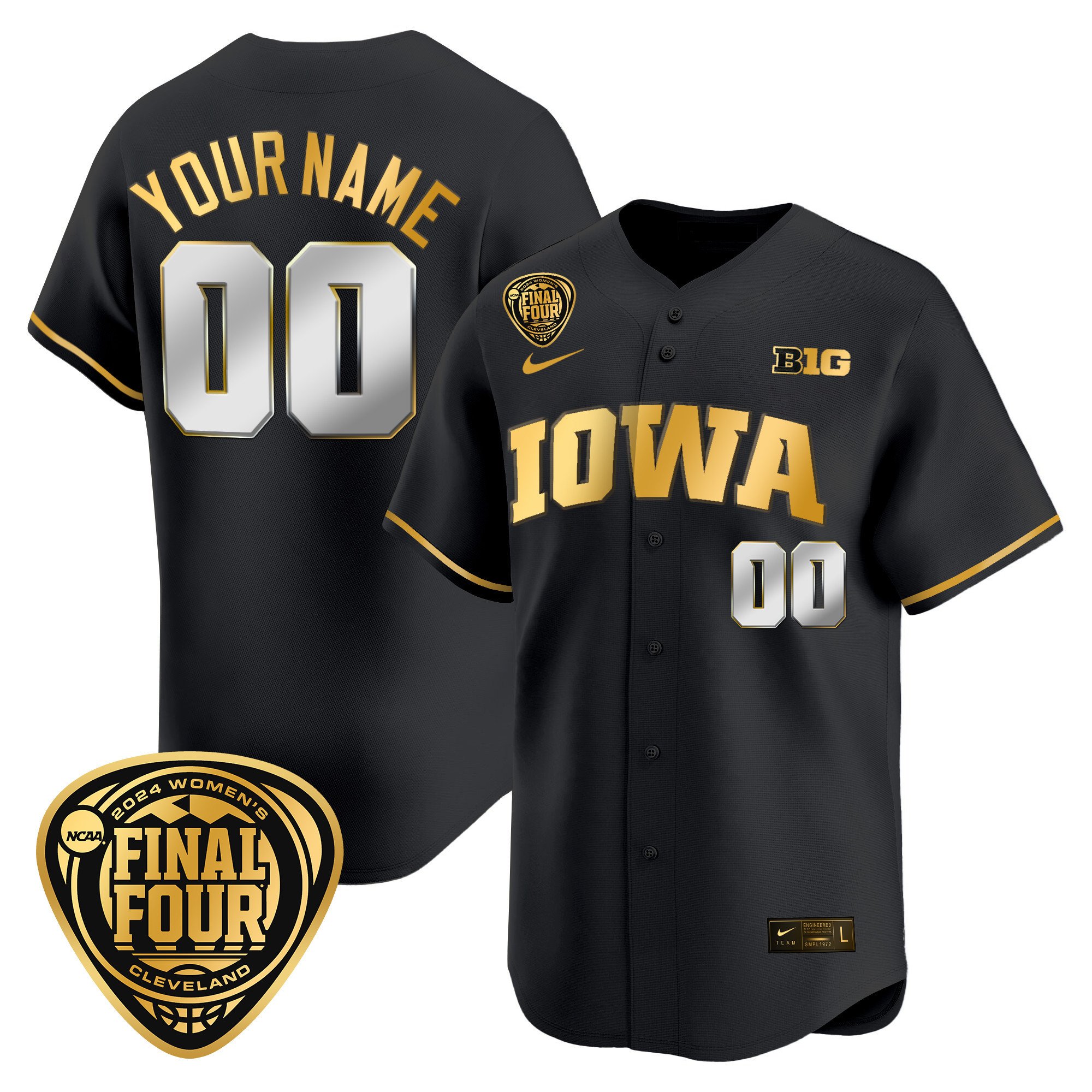Iowa Hawkeyes 2024 Final Four Baseball Custom Jersey - Women Patch - All Stitched