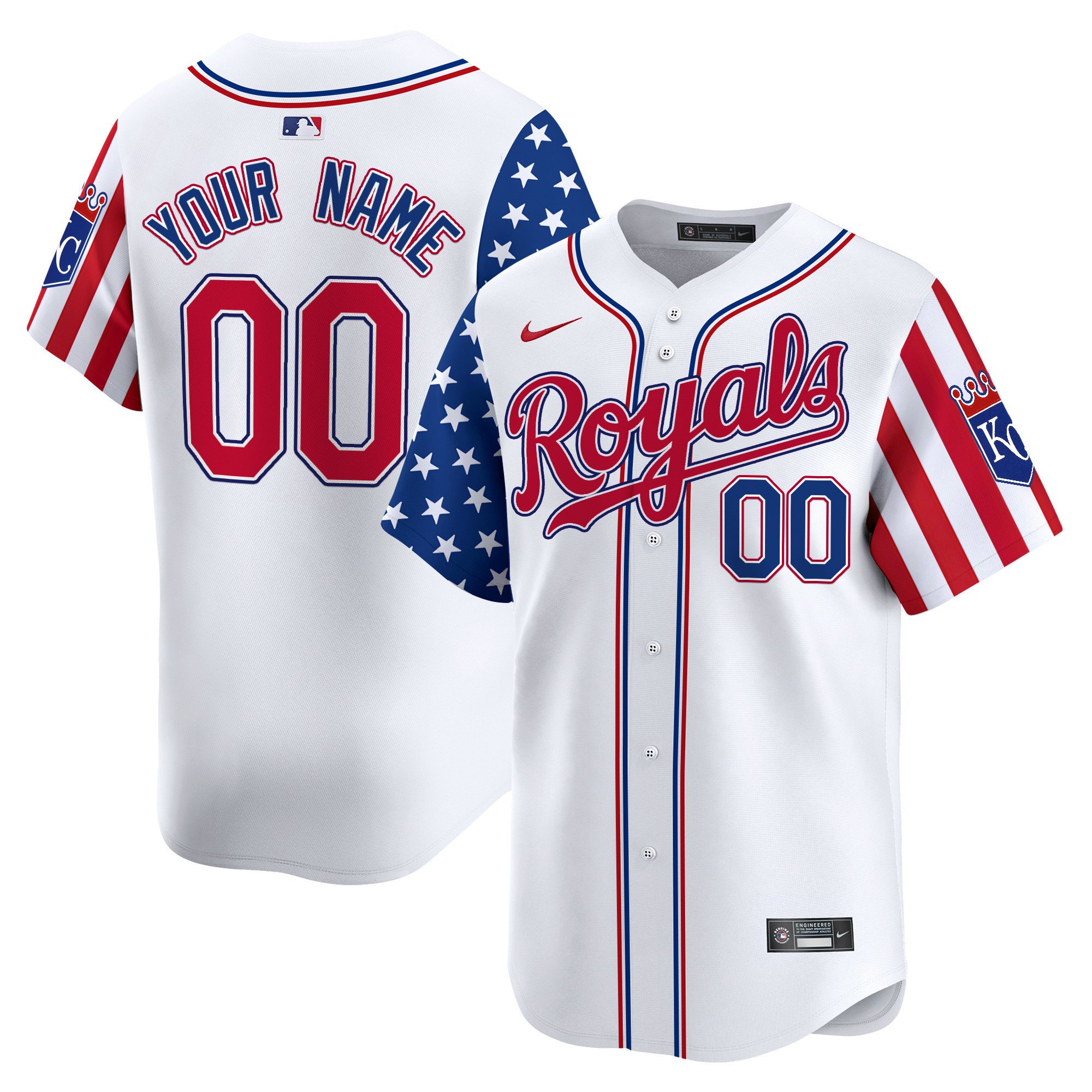 Kansas City Royals 2024 Independence Day Vapor Premier Limited Custom Jersey - All Stitched