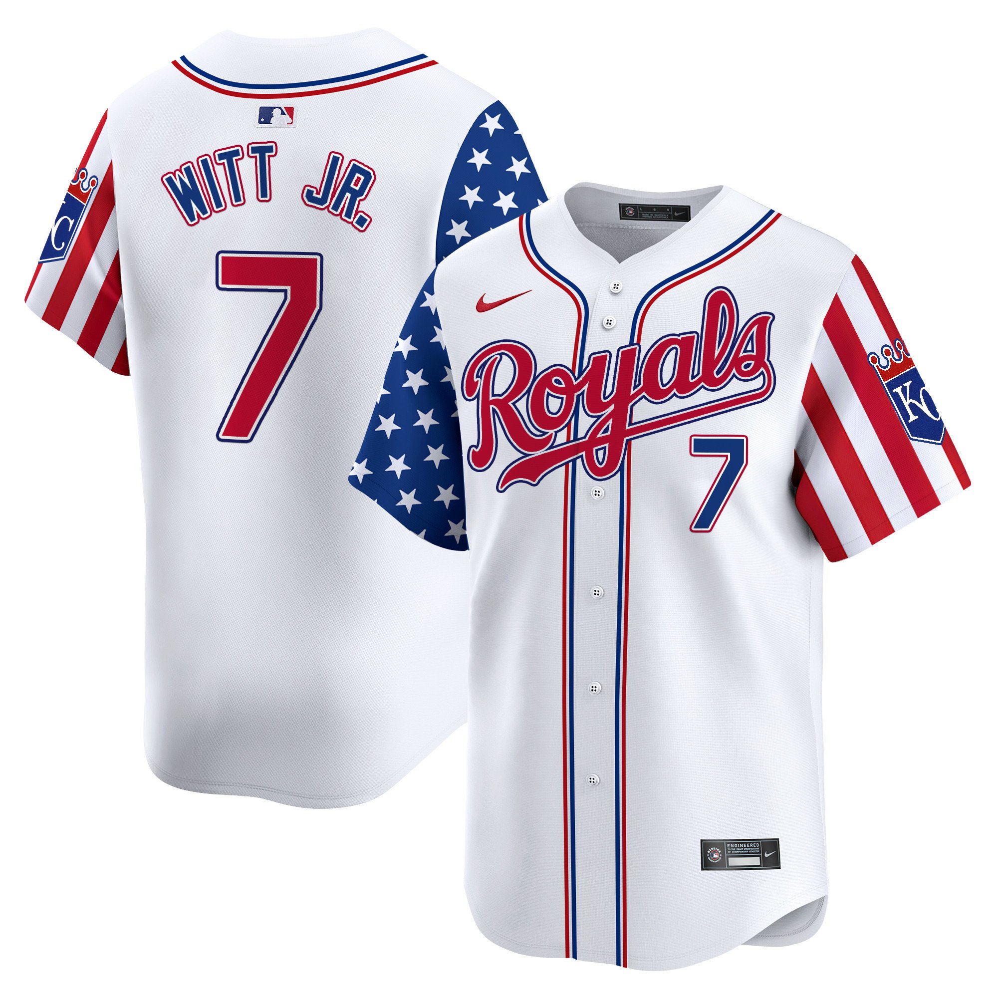 Kansas City Royals 2024 Independence Day Vapor Premier Limited Jersey - All Stitched