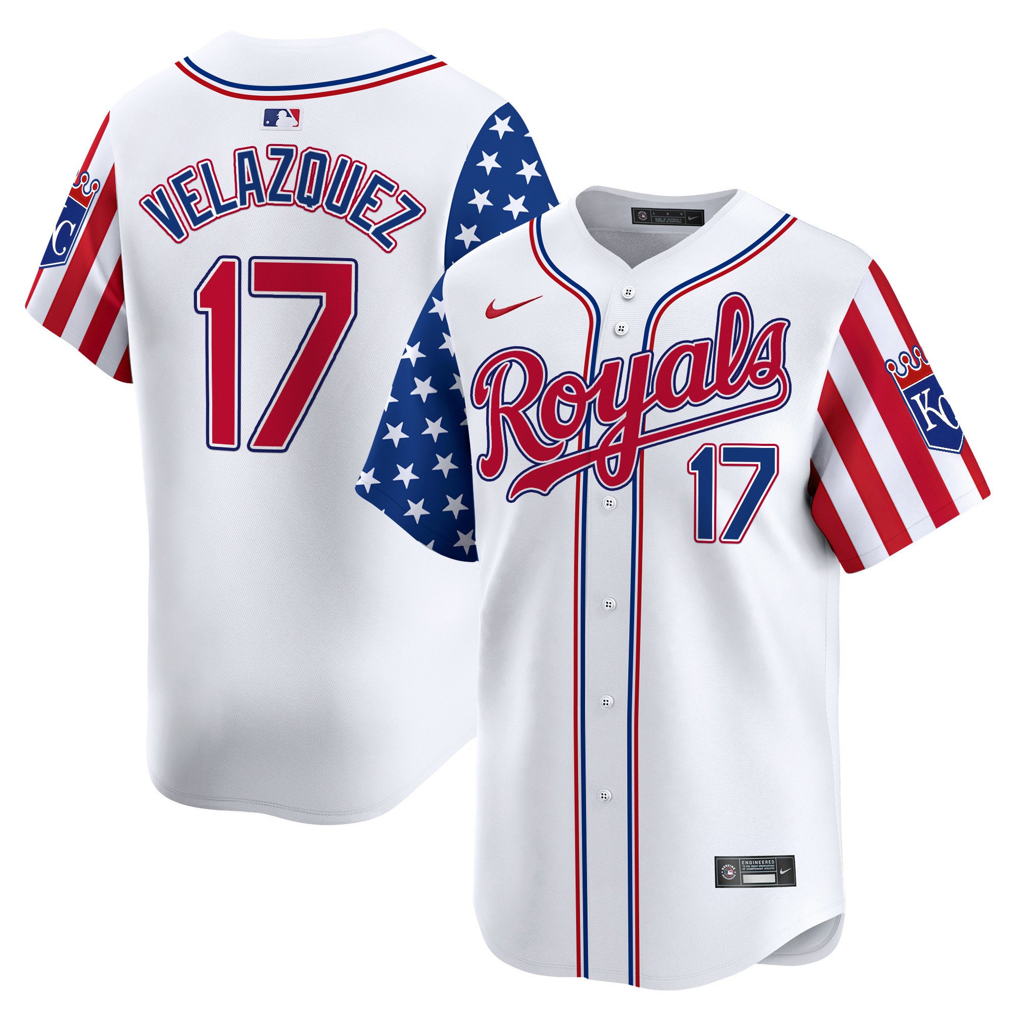 Kansas City Royals 2024 Independence Day Vapor Premier Limited Jersey - All Stitched