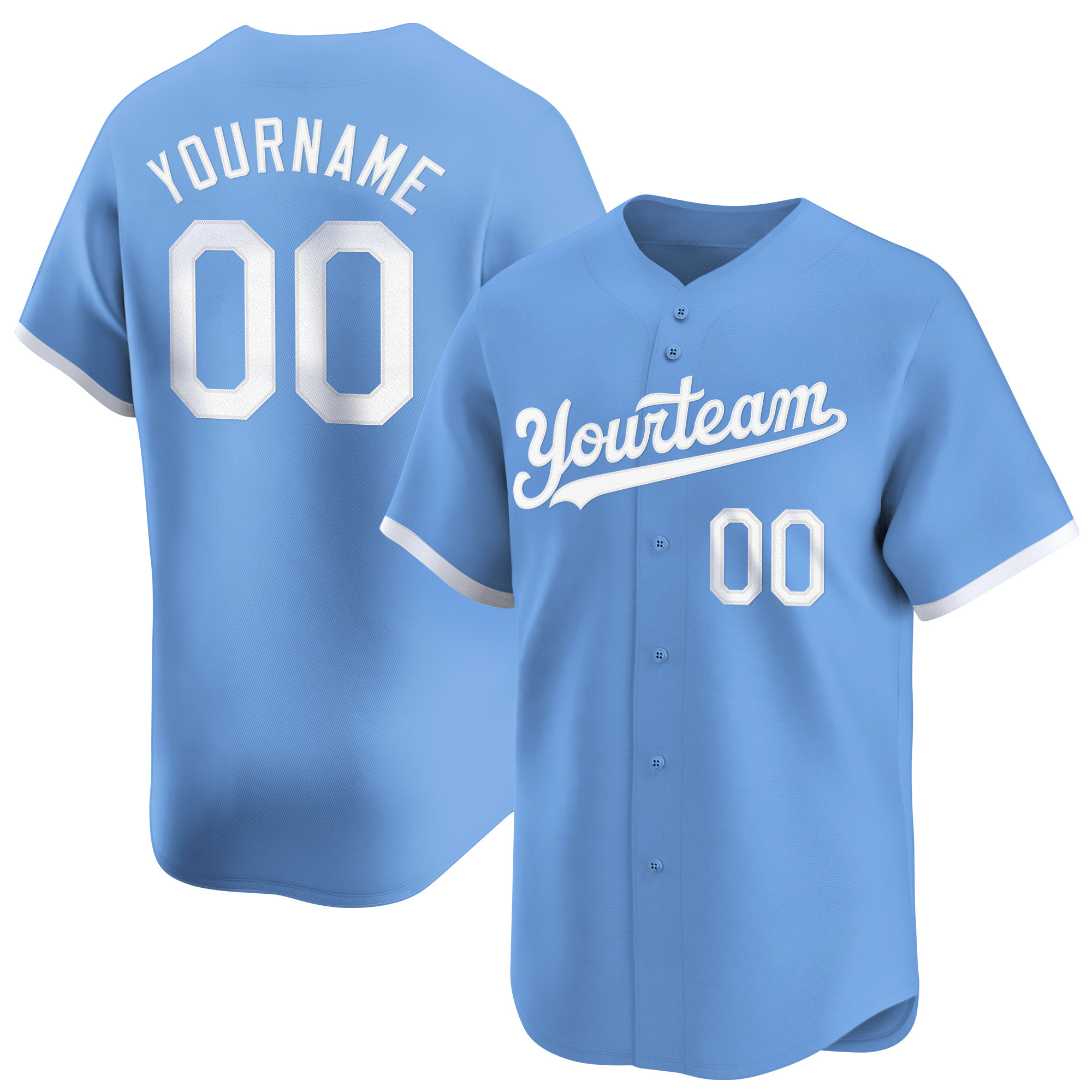 Light Blue-White Custom Baseball Jersey