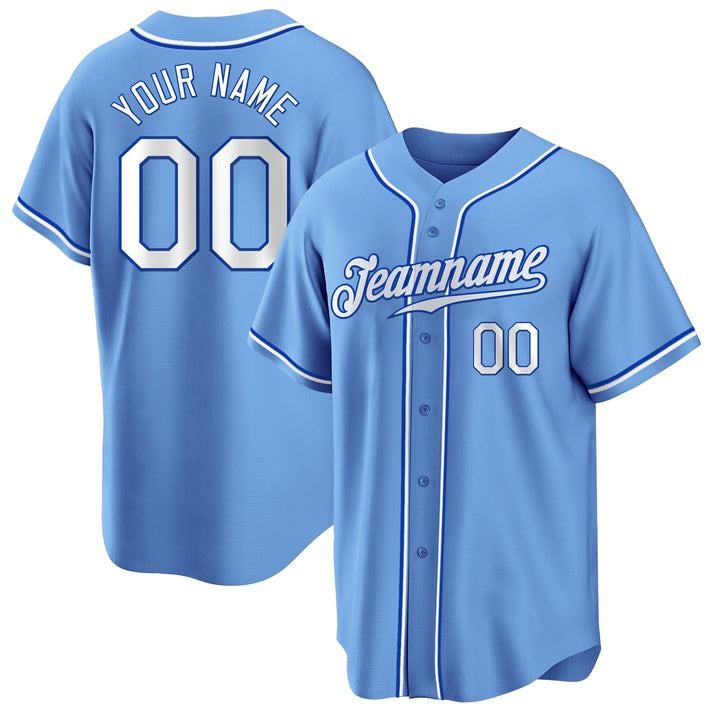 Light Blue White-Royal Custom Baseball Jersey