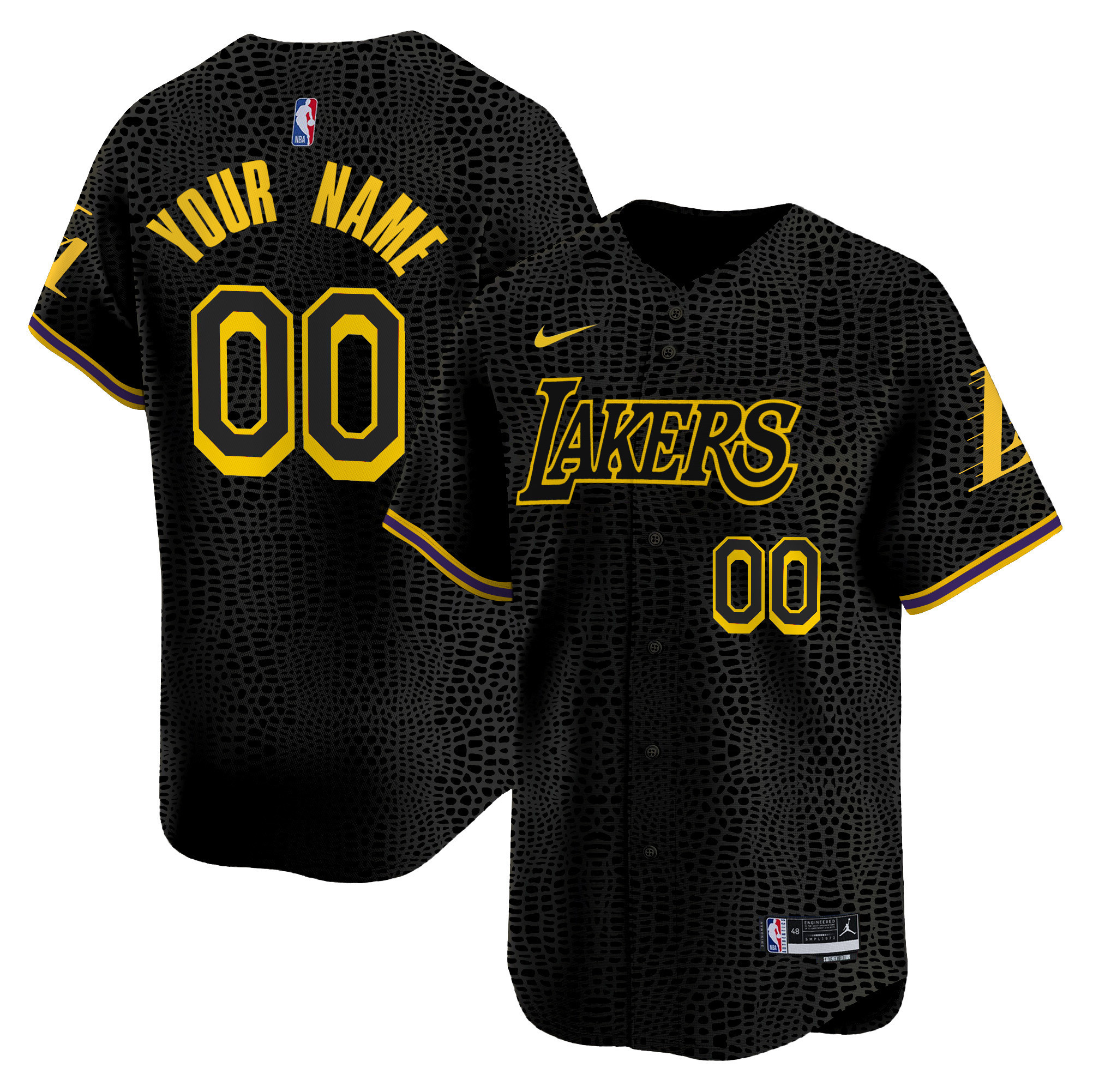 Los Angeles Lakers Vapor Baseball Custom Jersey - All Stitched