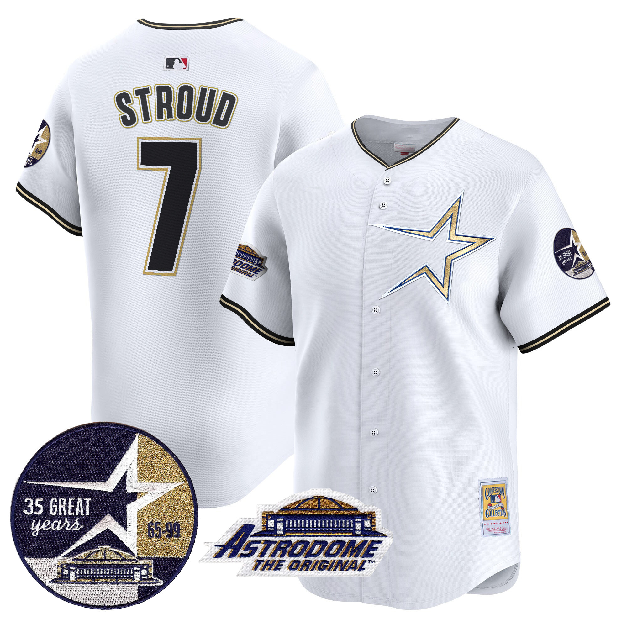 Men's Astros 1999 Throwback 35th & Astrodome Patch Vapor Premier Limited Jersey - All Stitched