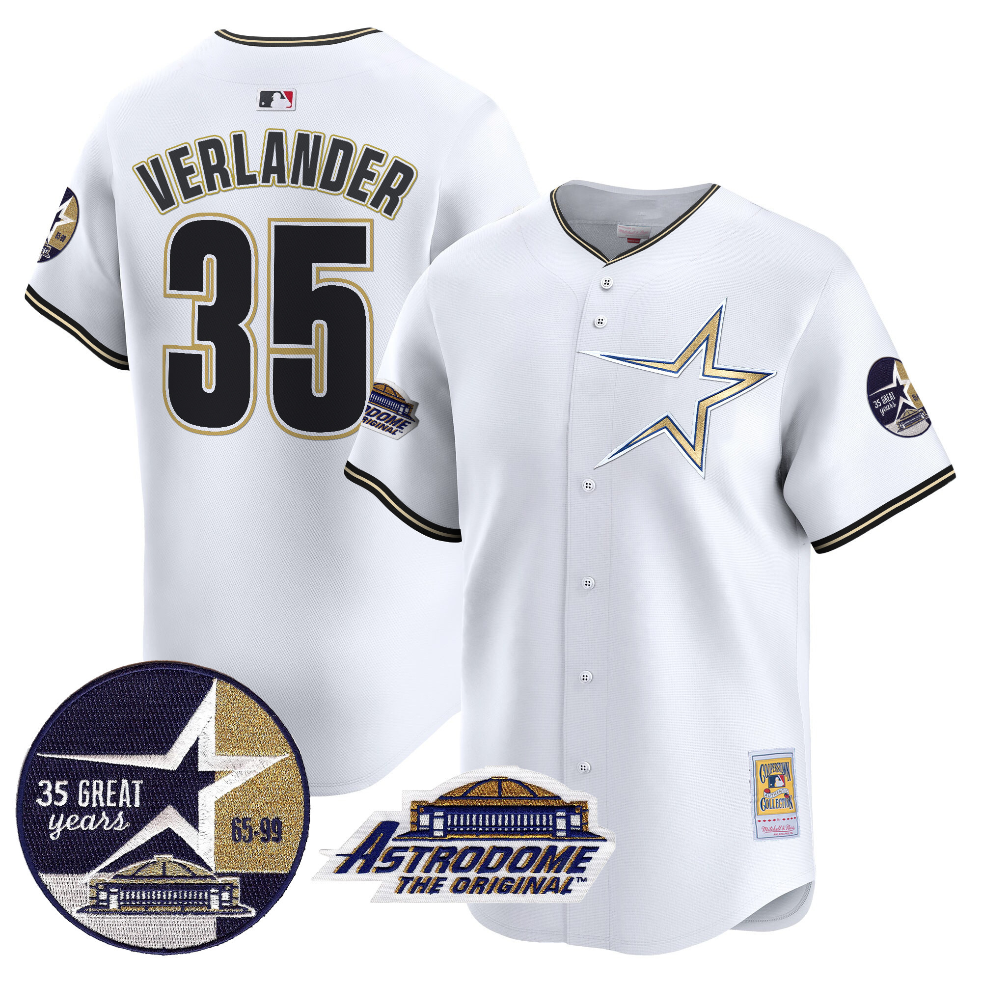 Men's Astros 1999 Throwback 35th & Astrodome Patch Vapor Premier Limited Jersey - All Stitched