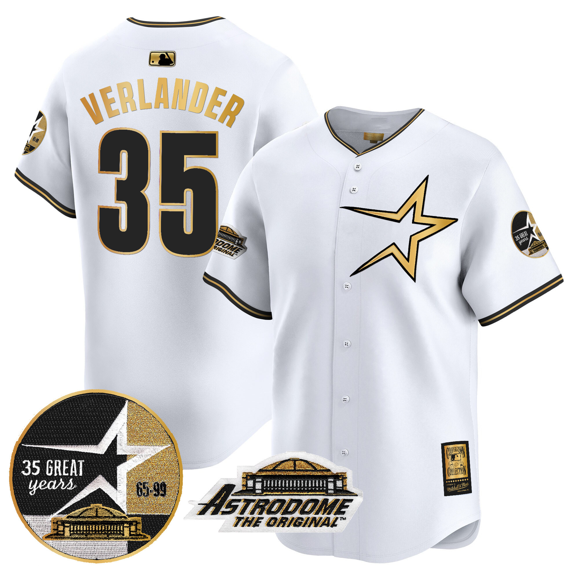 Men's Astros 1999 Throwback 35th & Astrodome Patch Vapor Premier Limited Jersey - All Stitched
