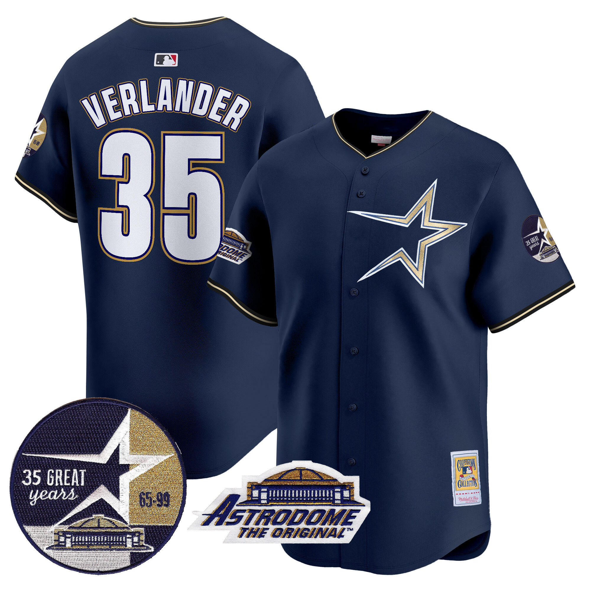 Men's Astros 1999 Throwback 35th & Astrodome Patch Vapor Premier Limited Jersey - All Stitched