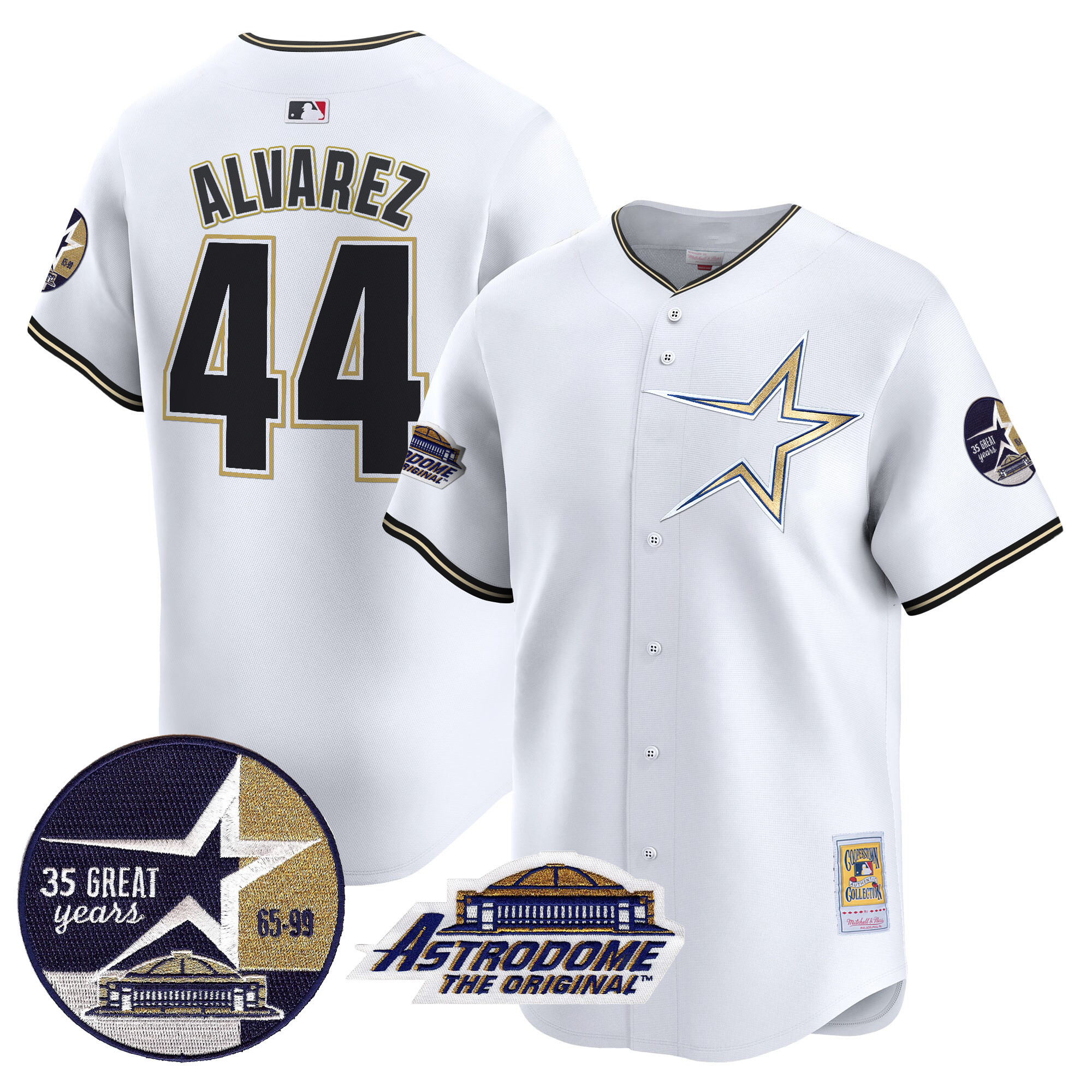 Men's Astros 1999 Throwback 35th & Astrodome Patch Vapor Premier Limited Jersey - All Stitched