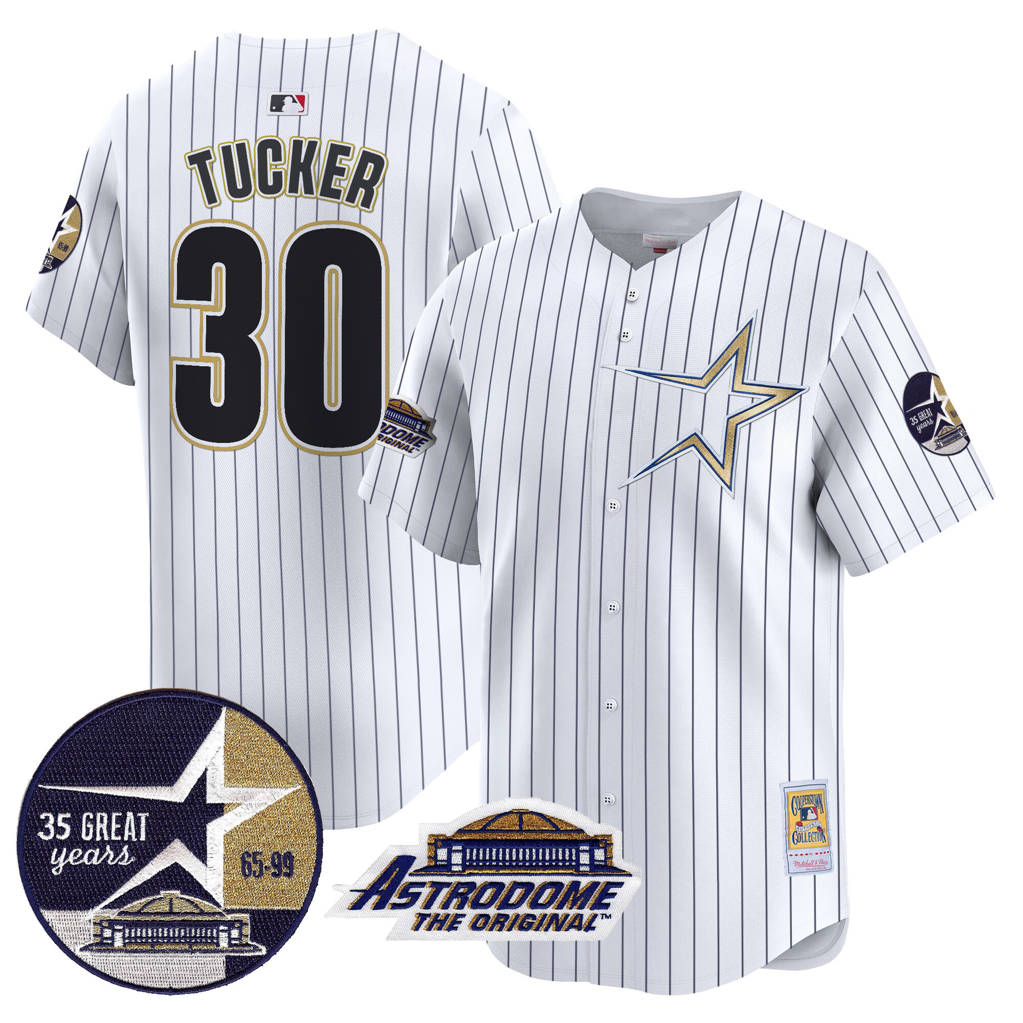 Men's Astros 1999 Throwback 35th & Astrodome Patch Vapor Premier Limited Jersey - All Stitched