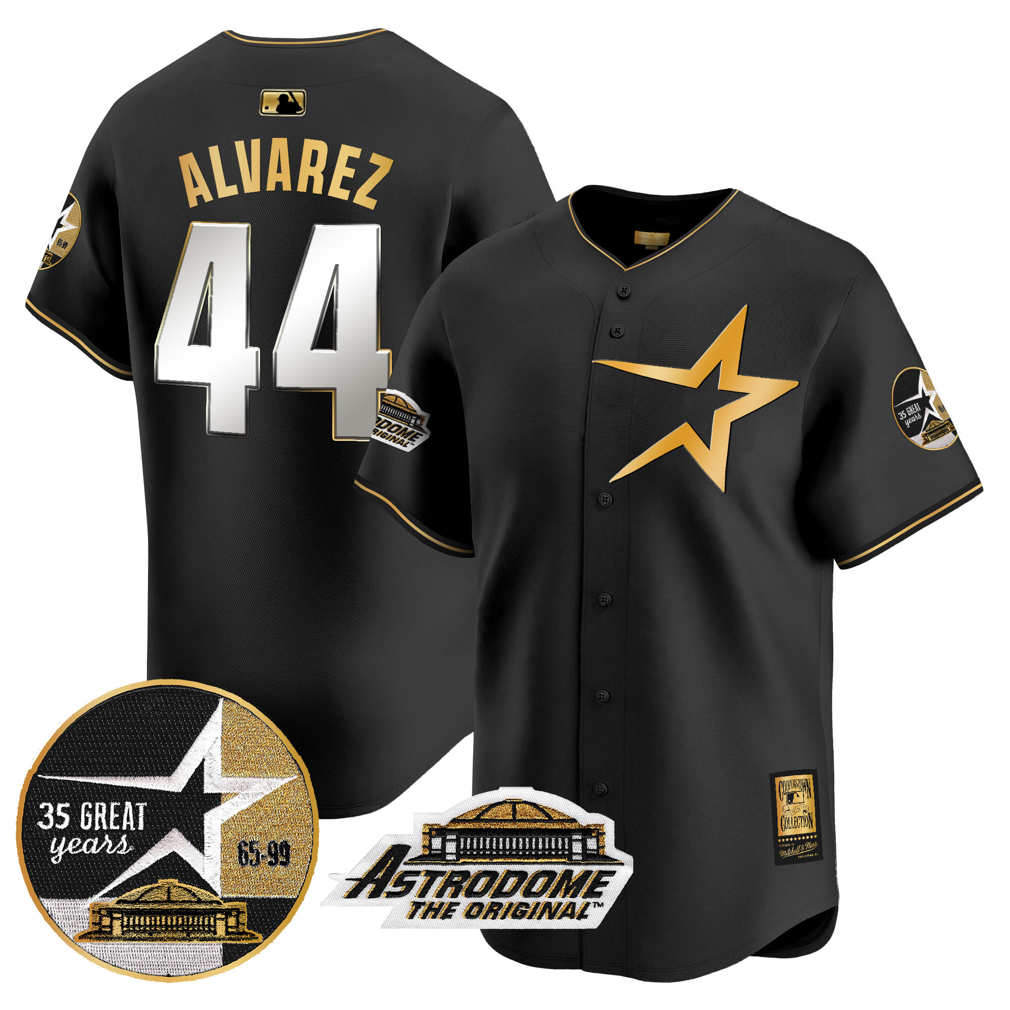 Men's Astros 1999 Throwback 35th & Astrodome Patch Vapor Premier Limited Jersey - All Stitched