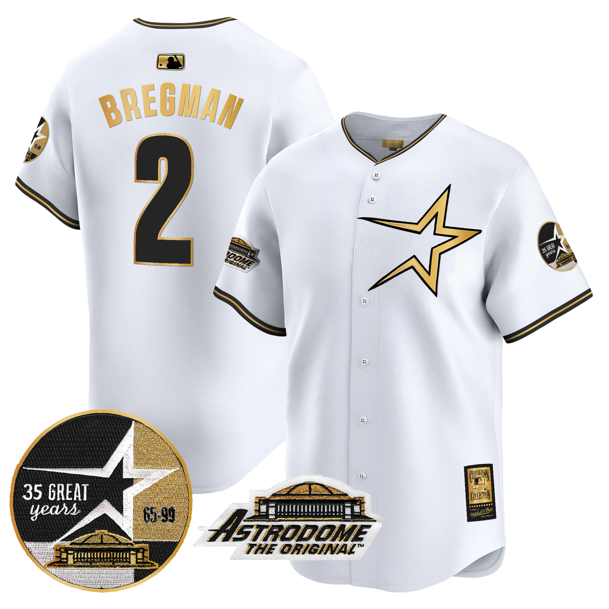 Men's Astros 1999 Throwback 35th & Astrodome Patch Vapor Premier Limited Jersey - All Stitched