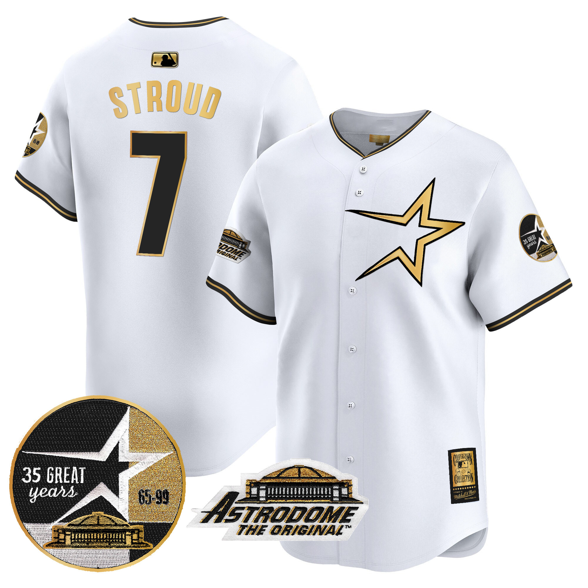 Men's Astros 1999 Throwback 35th & Astrodome Patch Vapor Premier Limited Jersey - All Stitched