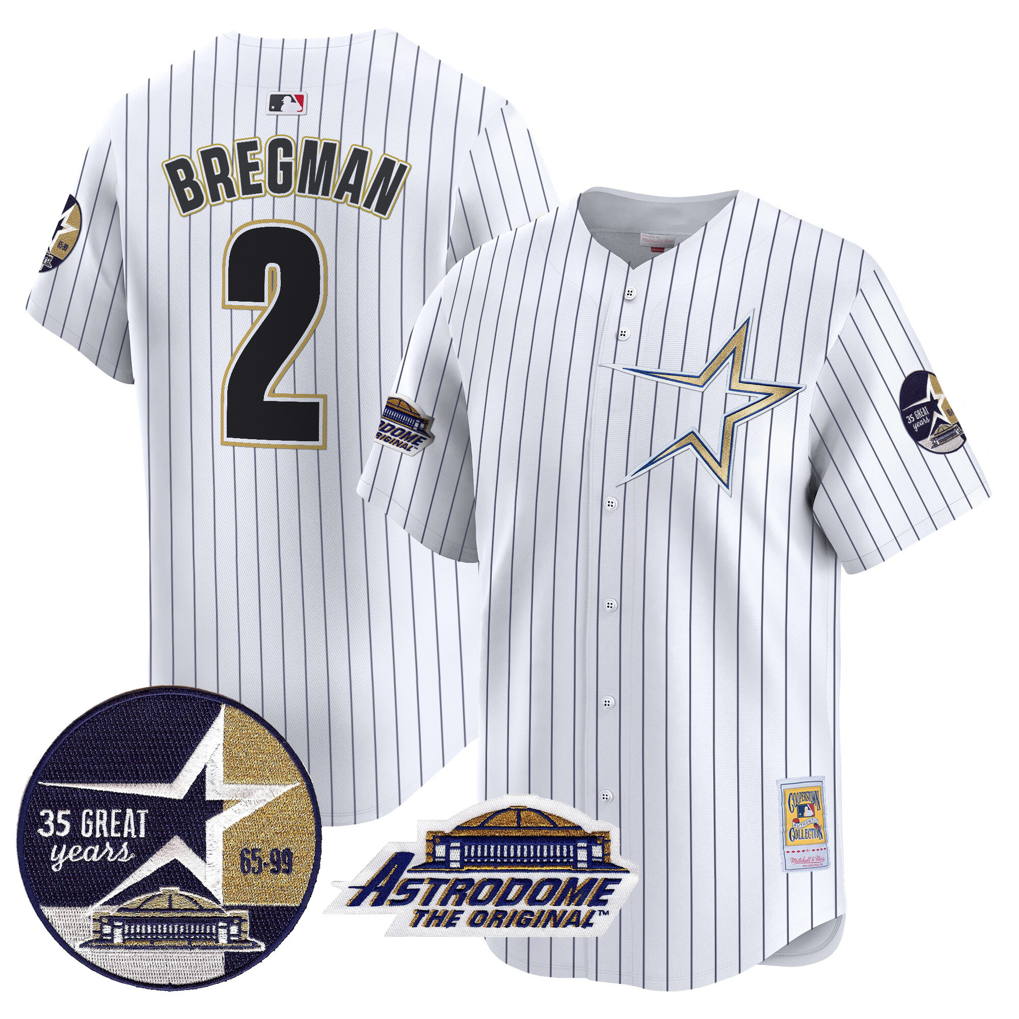 Men's Astros 1999 Throwback 35th & Astrodome Patch Vapor Premier Limited Jersey - All Stitched