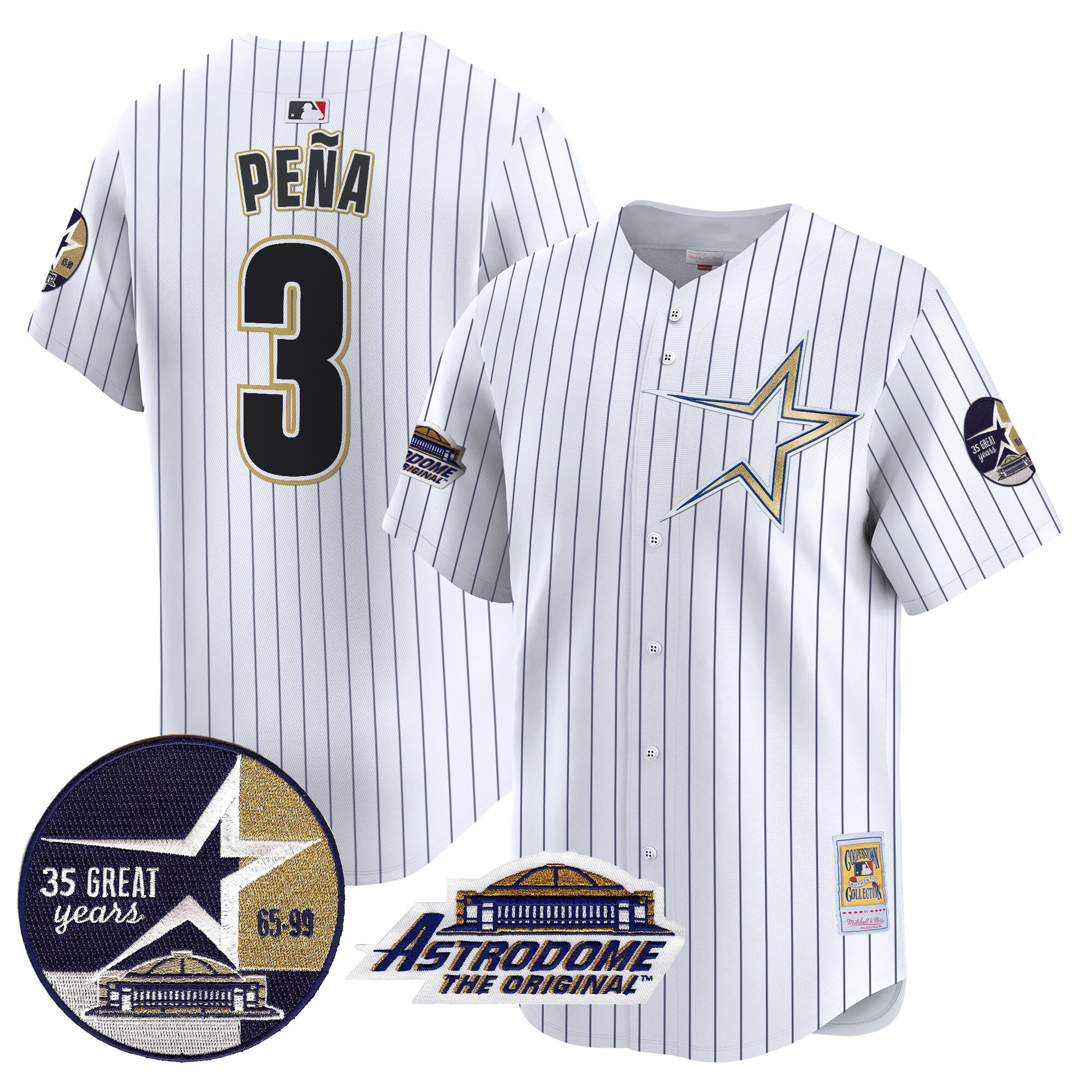 Men's Astros 1999 Throwback 35th & Astrodome Patch Vapor Premier Limited Jersey - All Stitched