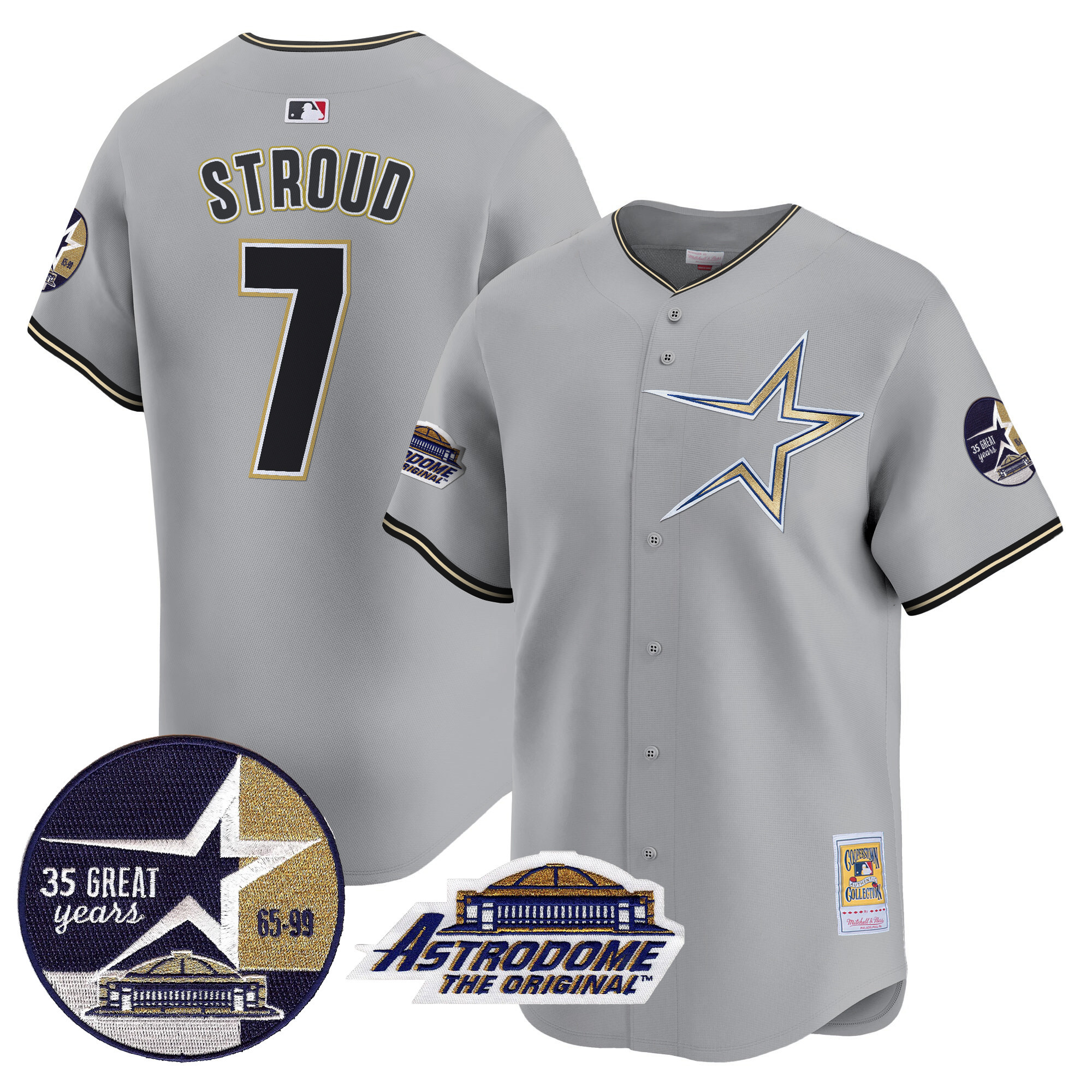 Men's Astros 1999 Throwback 35th & Astrodome Patch Vapor Premier Limited Jersey - All Stitched