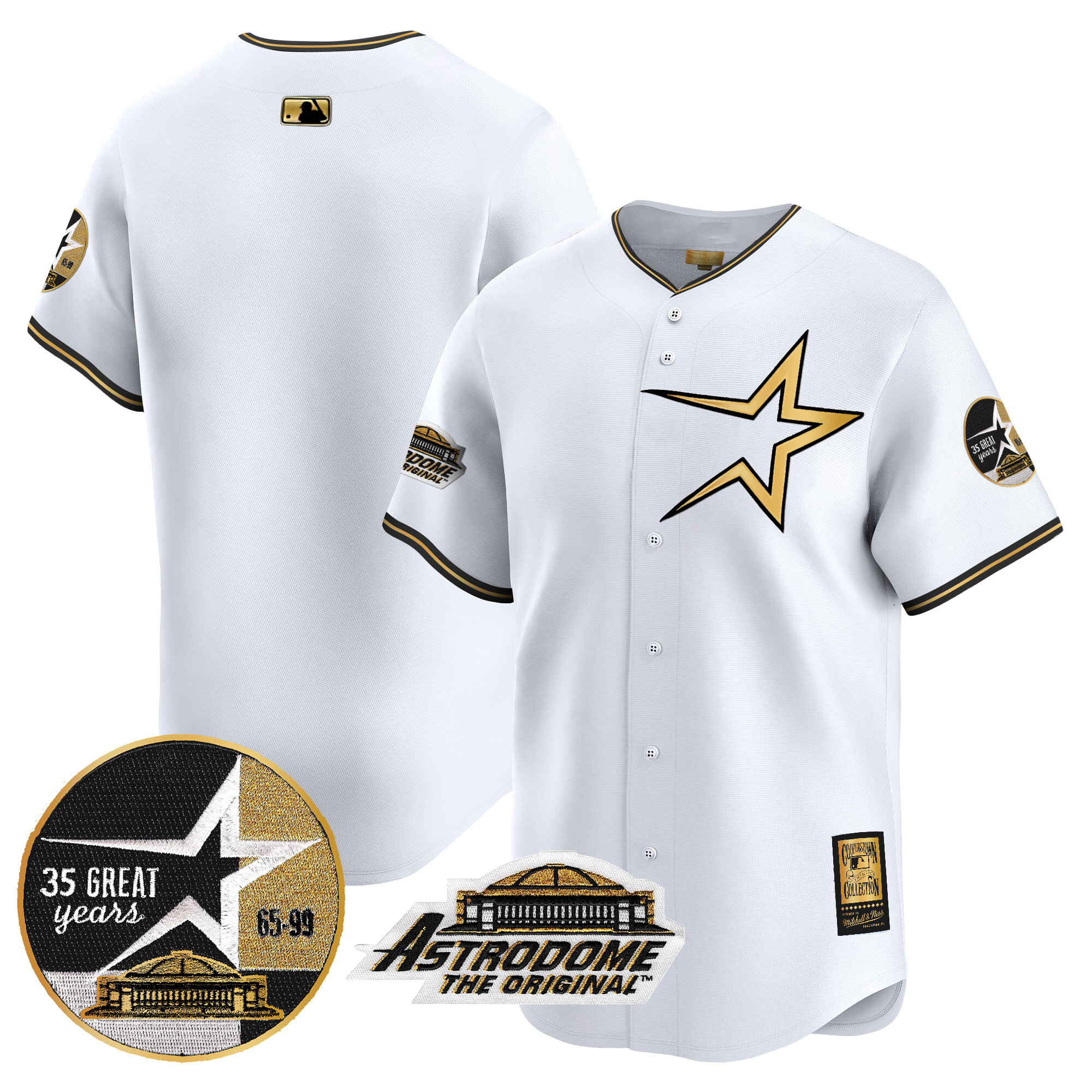 Men's Astros 1999 Throwback 35th & Astrodome Patch Vapor Premier Limited Jersey - All Stitched