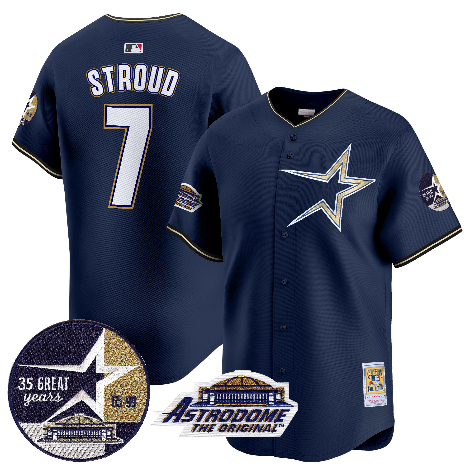 Men's Astros 1999 Throwback 35th & Astrodome Patch Vapor Premier Limited Jersey - All Stitched
