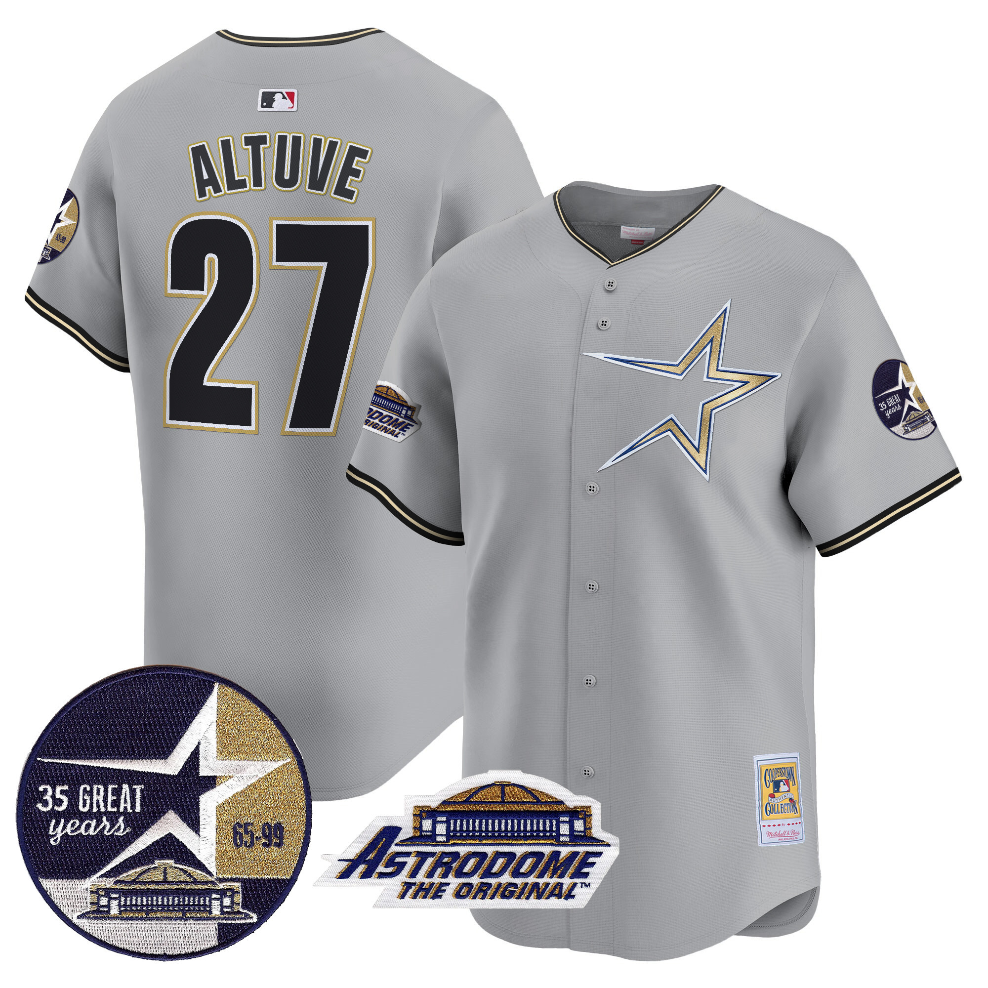 Men's Astros 1999 Throwback 35th & Astrodome Patch Vapor Premier Limited Jersey - All Stitched