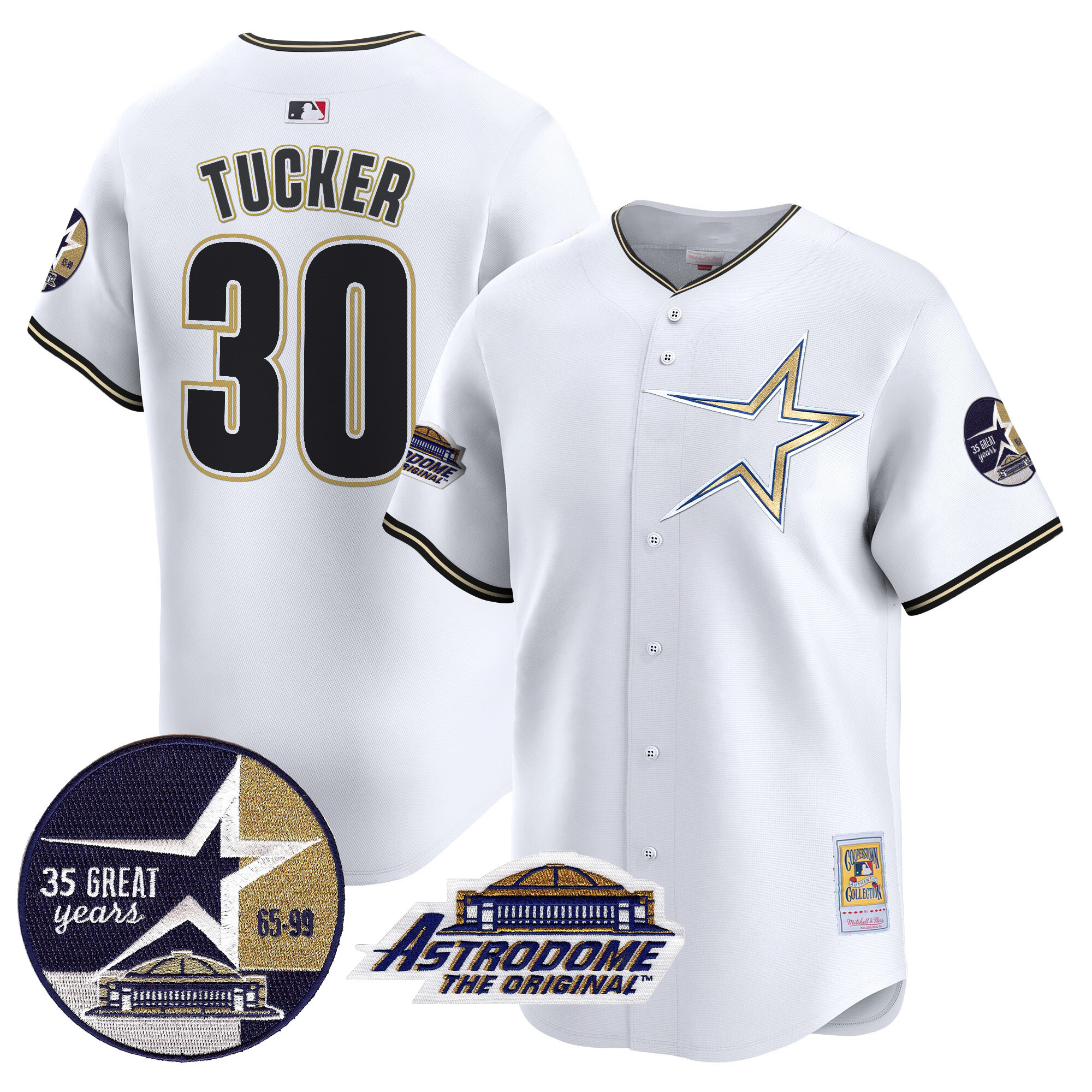 Men's Astros 1999 Throwback 35th & Astrodome Patch Vapor Premier Limited Jersey - All Stitched