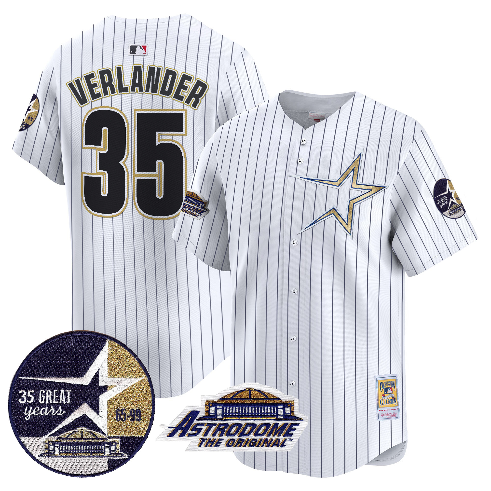 Men's Astros 1999 Throwback 35th & Astrodome Patch Vapor Premier Limited Jersey - All Stitched