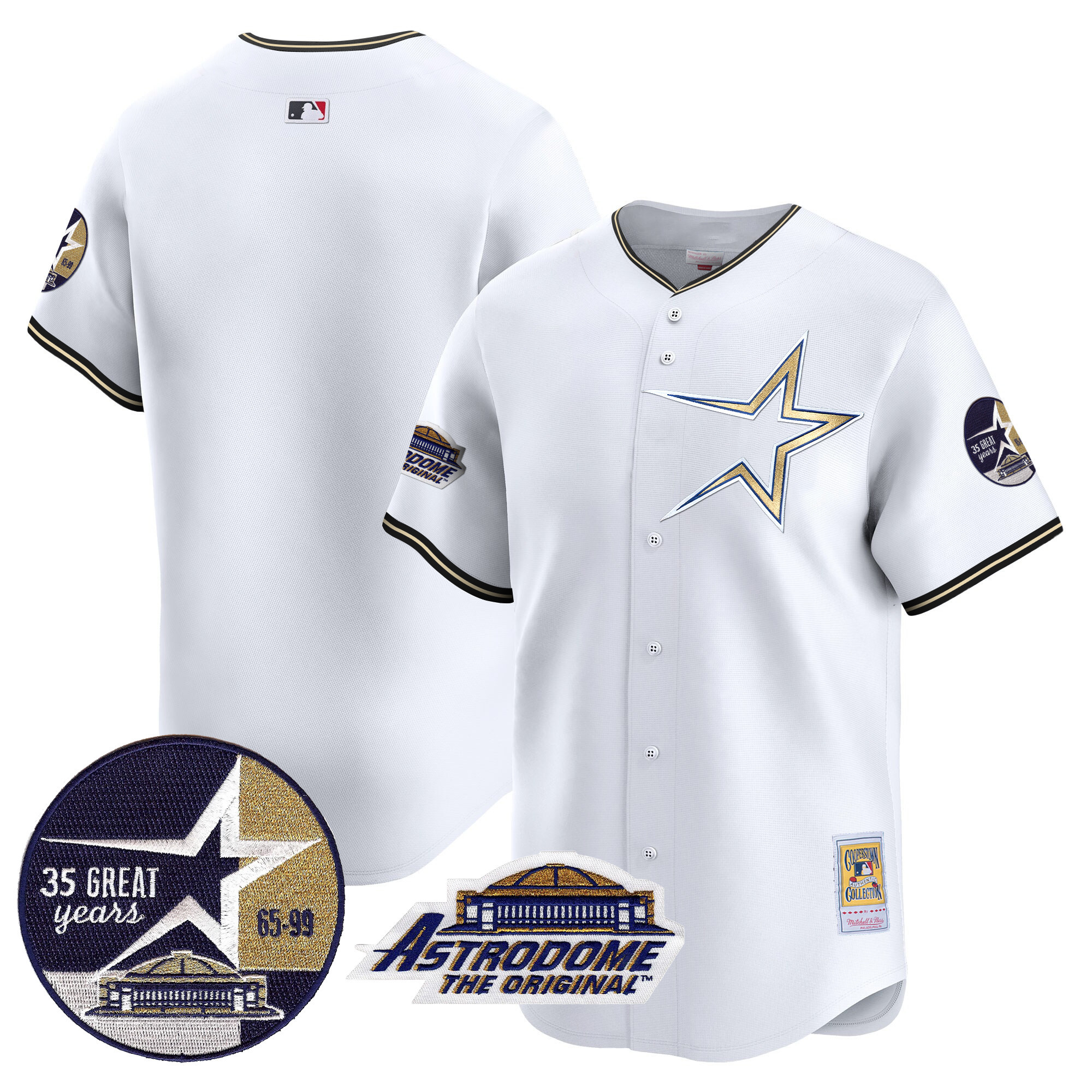 Men's Astros 1999 Throwback 35th & Astrodome Patch Vapor Premier Limited Jersey - All Stitched