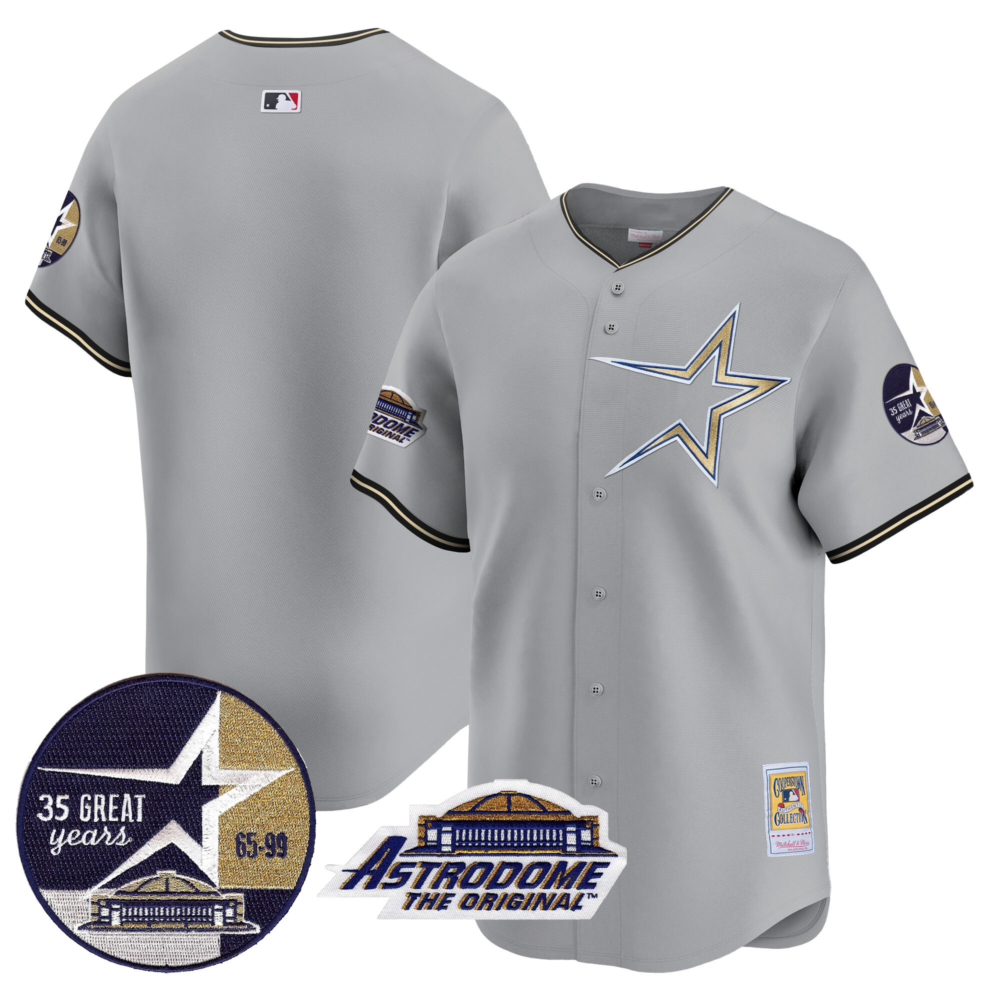 Men's Astros 1999 Throwback 35th & Astrodome Patch Vapor Premier Limited Jersey - All Stitched