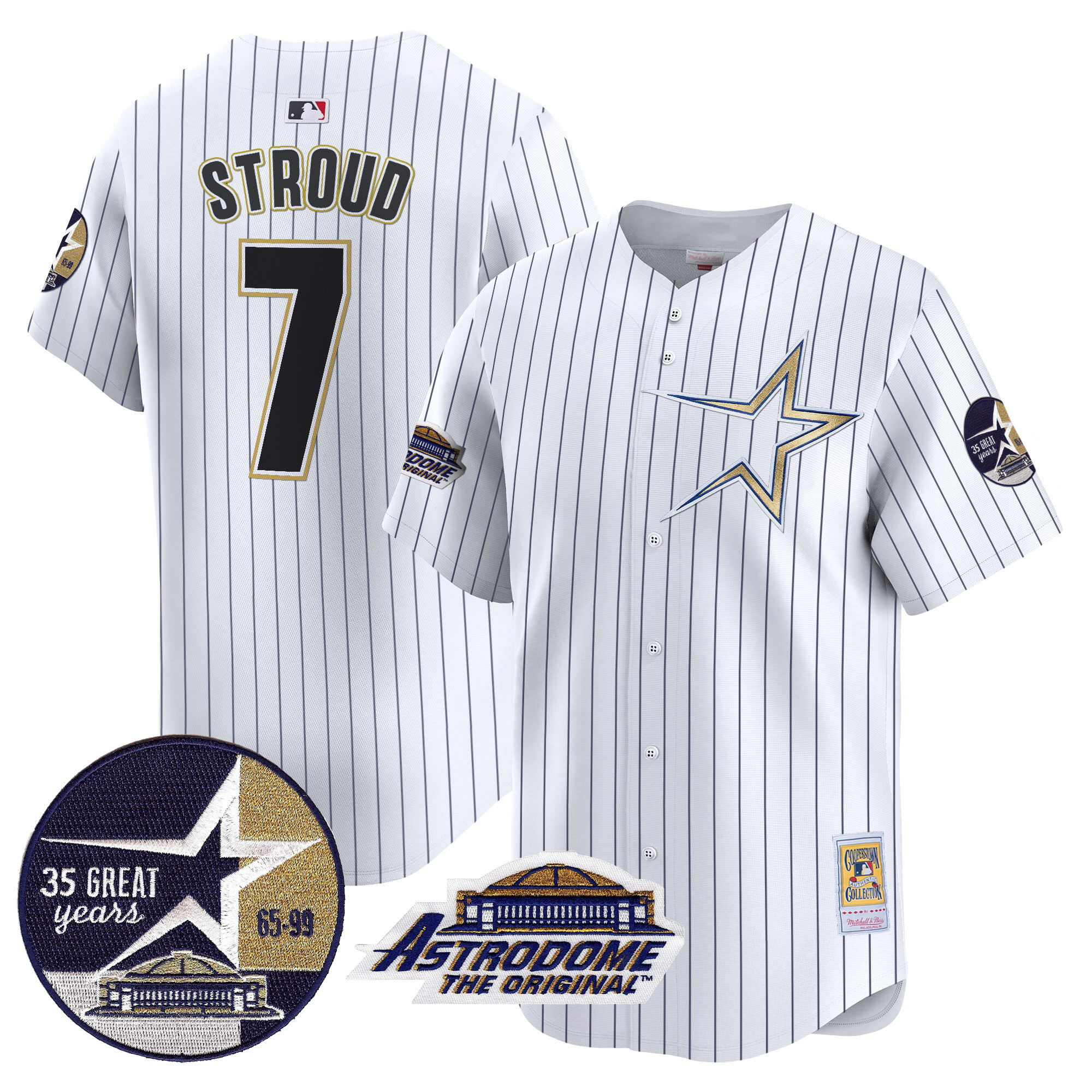 Men's Astros 1999 Throwback 35th & Astrodome Patch Vapor Premier Limited Jersey - All Stitched