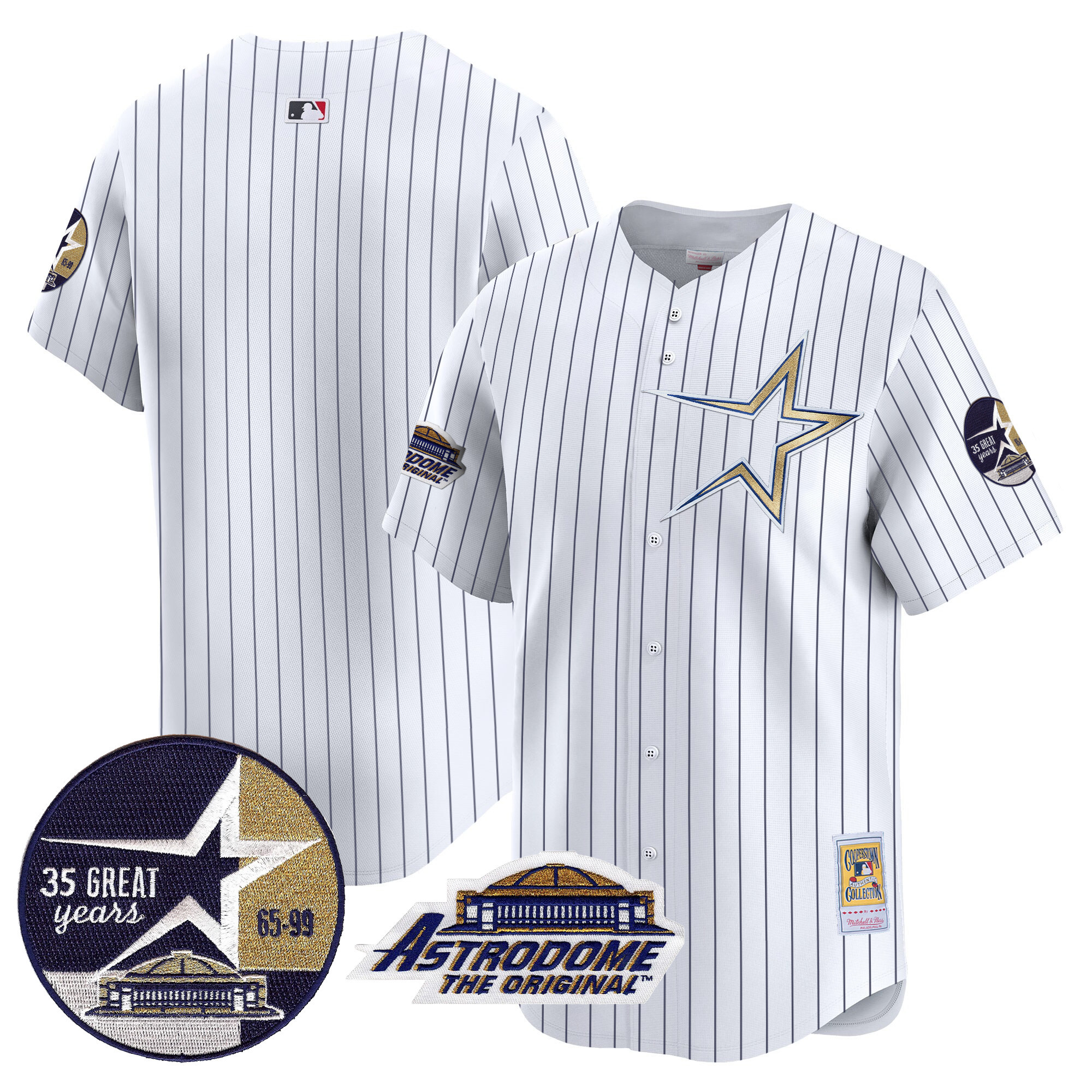 Men's Astros 1999 Throwback 35th & Astrodome Patch Vapor Premier Limited Jersey - All Stitched