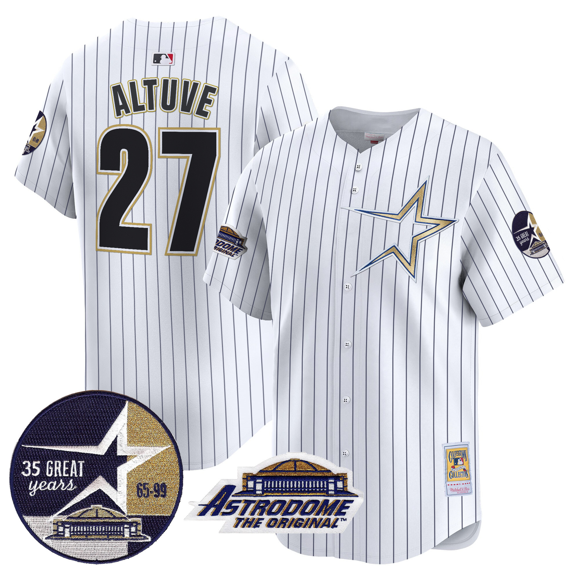 Men's Astros 1999 Throwback 35th & Astrodome Patch Vapor Premier Limited Jersey - All Stitched