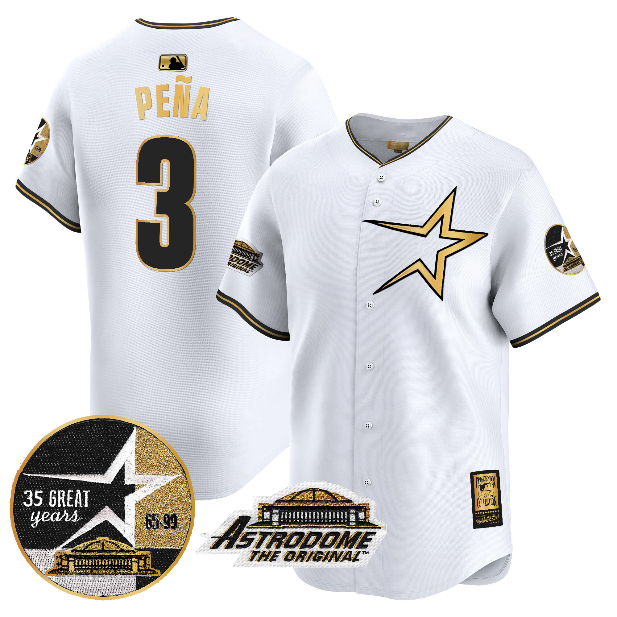 Men's Astros 1999 Throwback 35th & Astrodome Patch Vapor Premier Limited Jersey - All Stitched