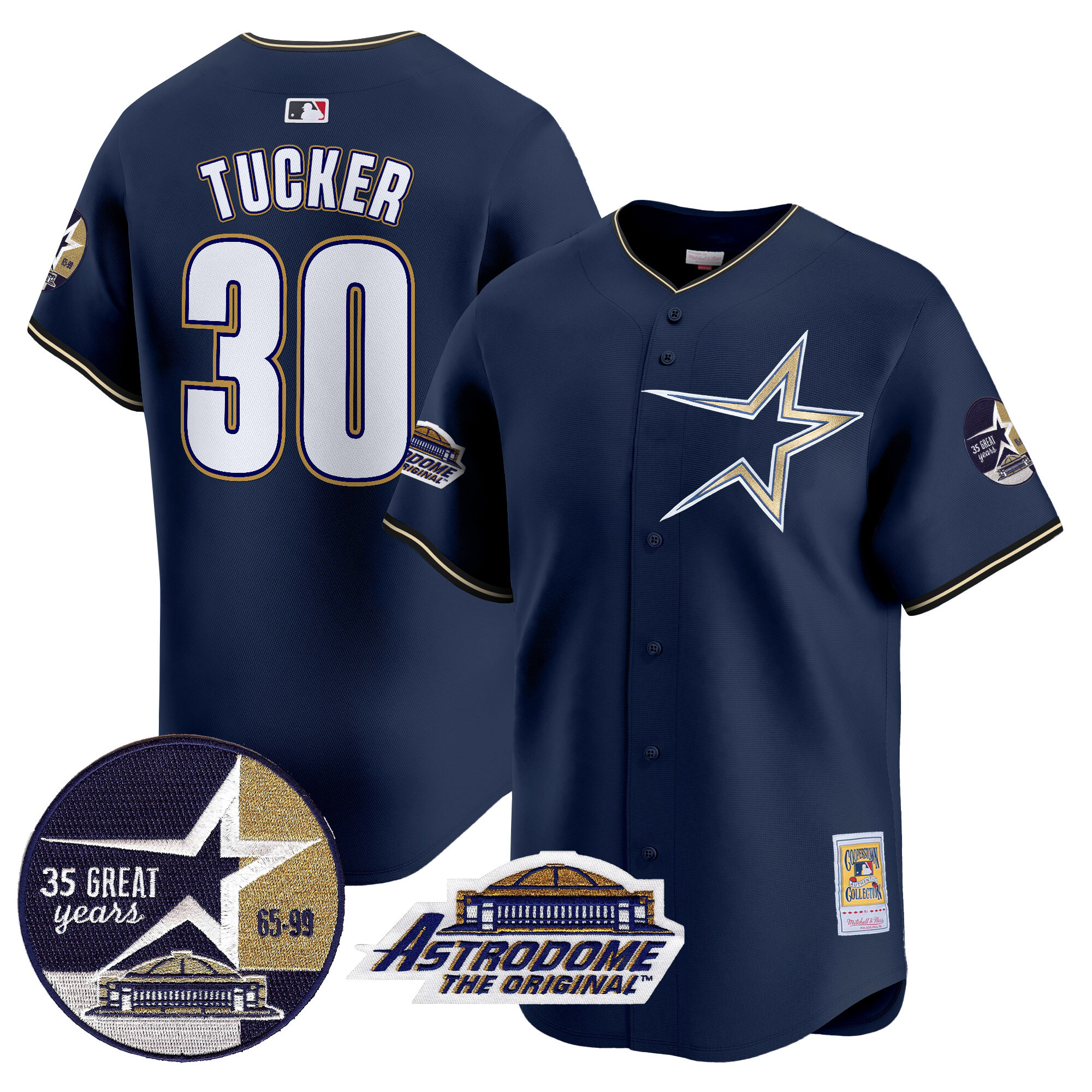 Men's Astros 1999 Throwback 35th & Astrodome Patch Vapor Premier Limited Jersey - All Stitched