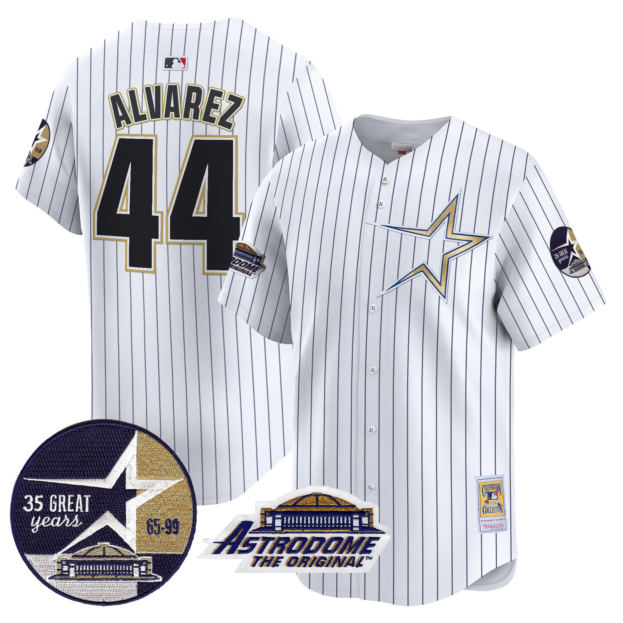 Men's Astros 1999 Throwback 35th & Astrodome Patch Vapor Premier Limited Jersey - All Stitched