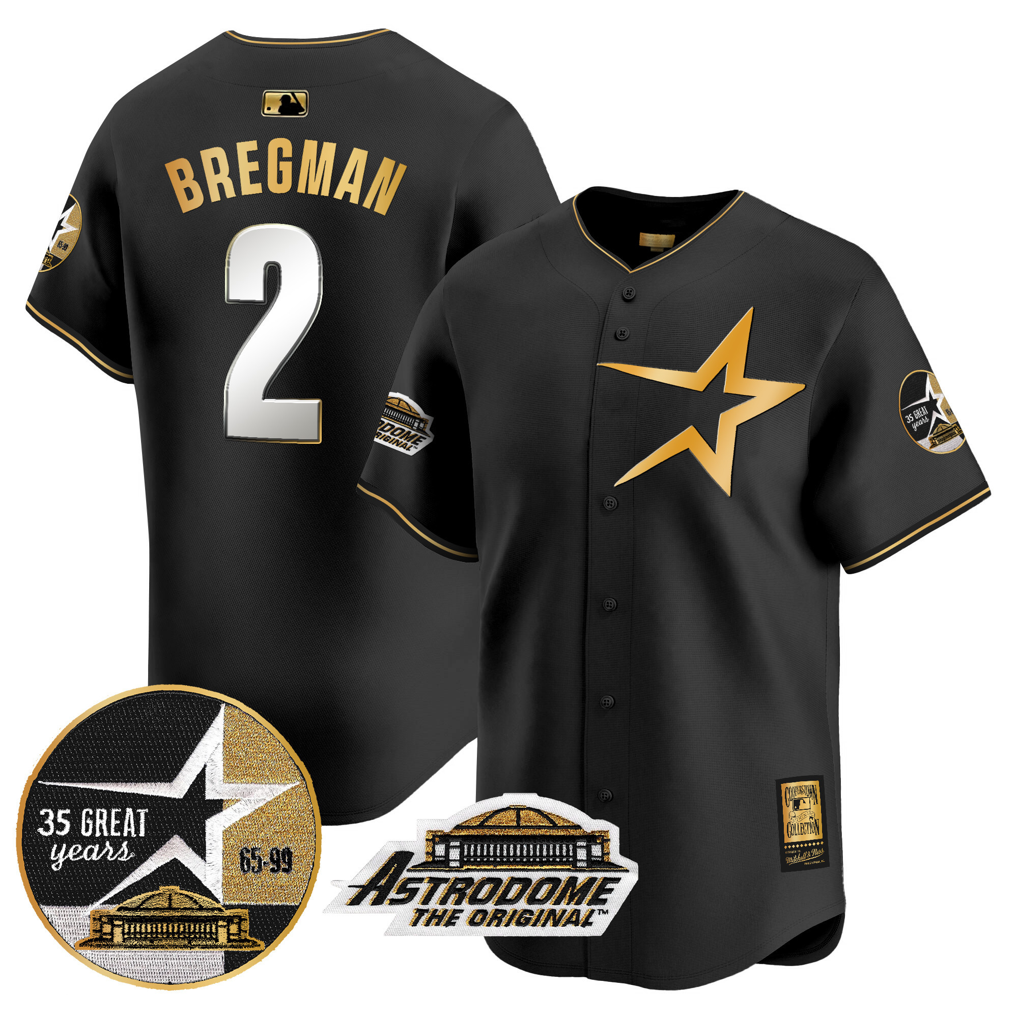 Men's Astros 1999 Throwback 35th & Astrodome Patch Vapor Premier Limited Jersey - All Stitched