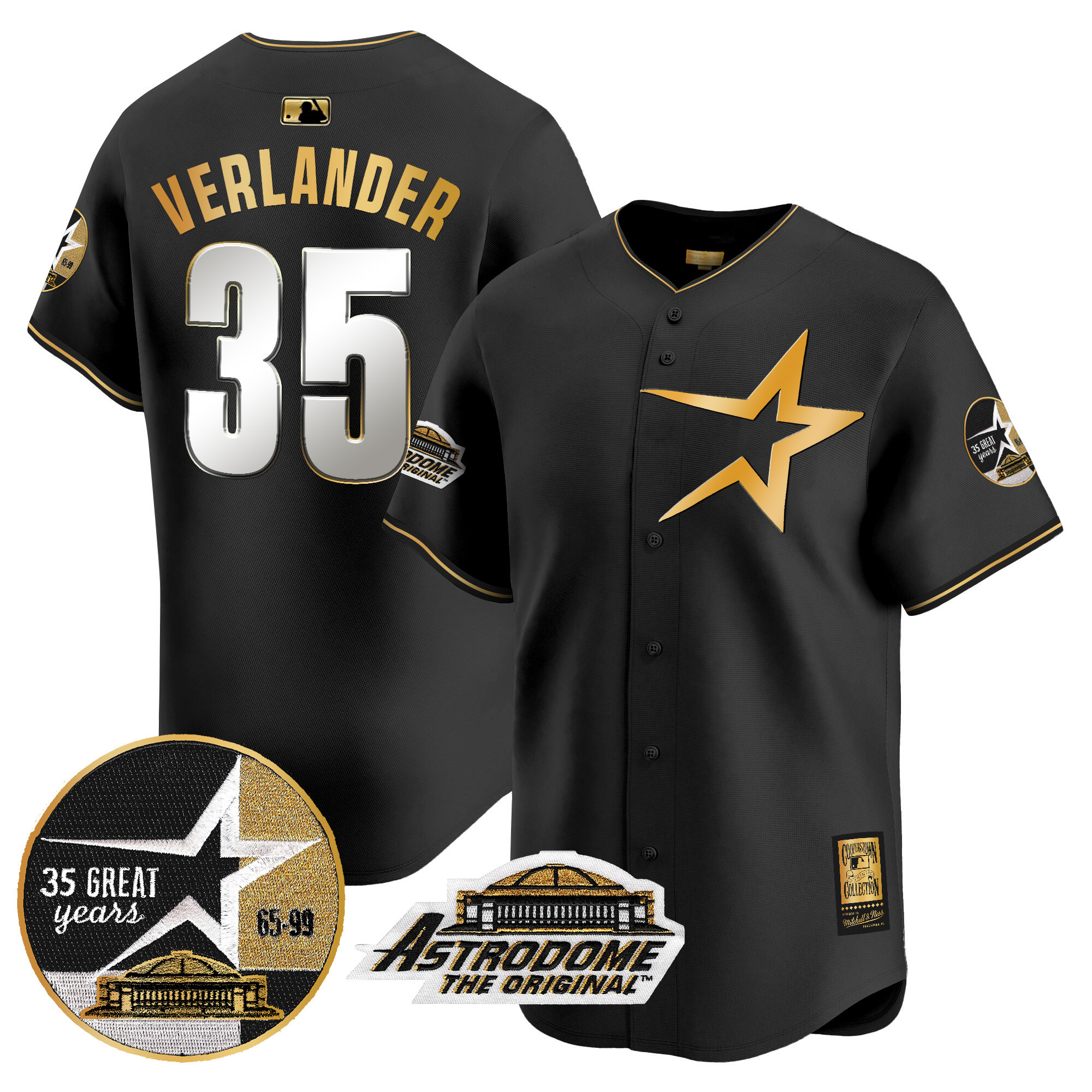 Men's Astros 1999 Throwback 35th & Astrodome Patch Vapor Premier Limited Jersey - All Stitched