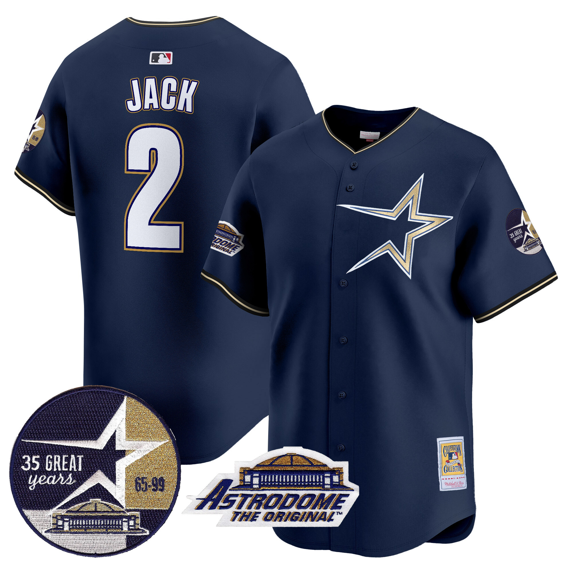 Men's Astros 1999 Throwback 35th & Astrodome Patch Vapor Premier Limited Jersey - All Stitched