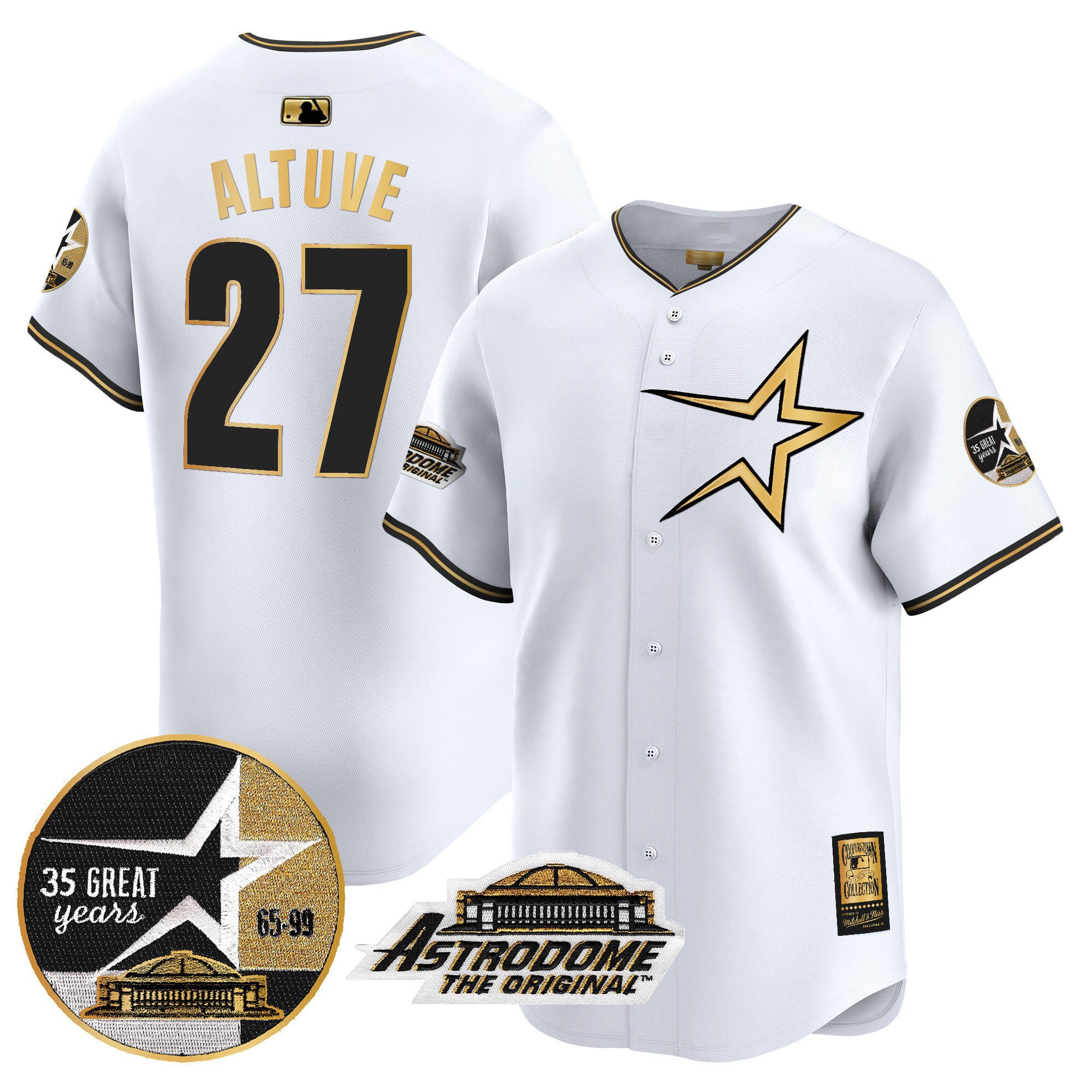 Men's Astros 1999 Throwback 35th & Astrodome Patch Vapor Premier Limited Jersey - All Stitched