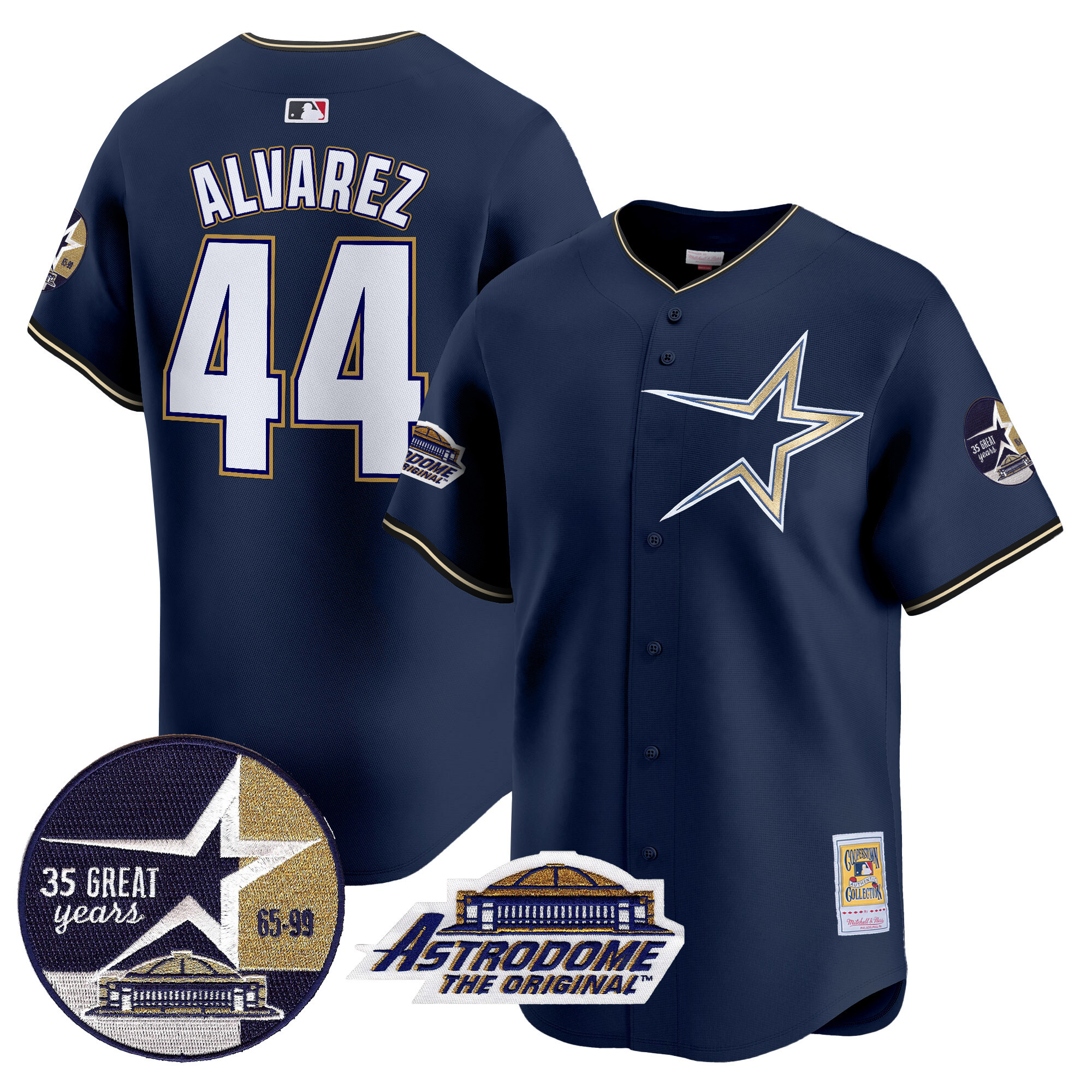 Men's Astros 1999 Throwback 35th & Astrodome Patch Vapor Premier Limited Jersey - All Stitched