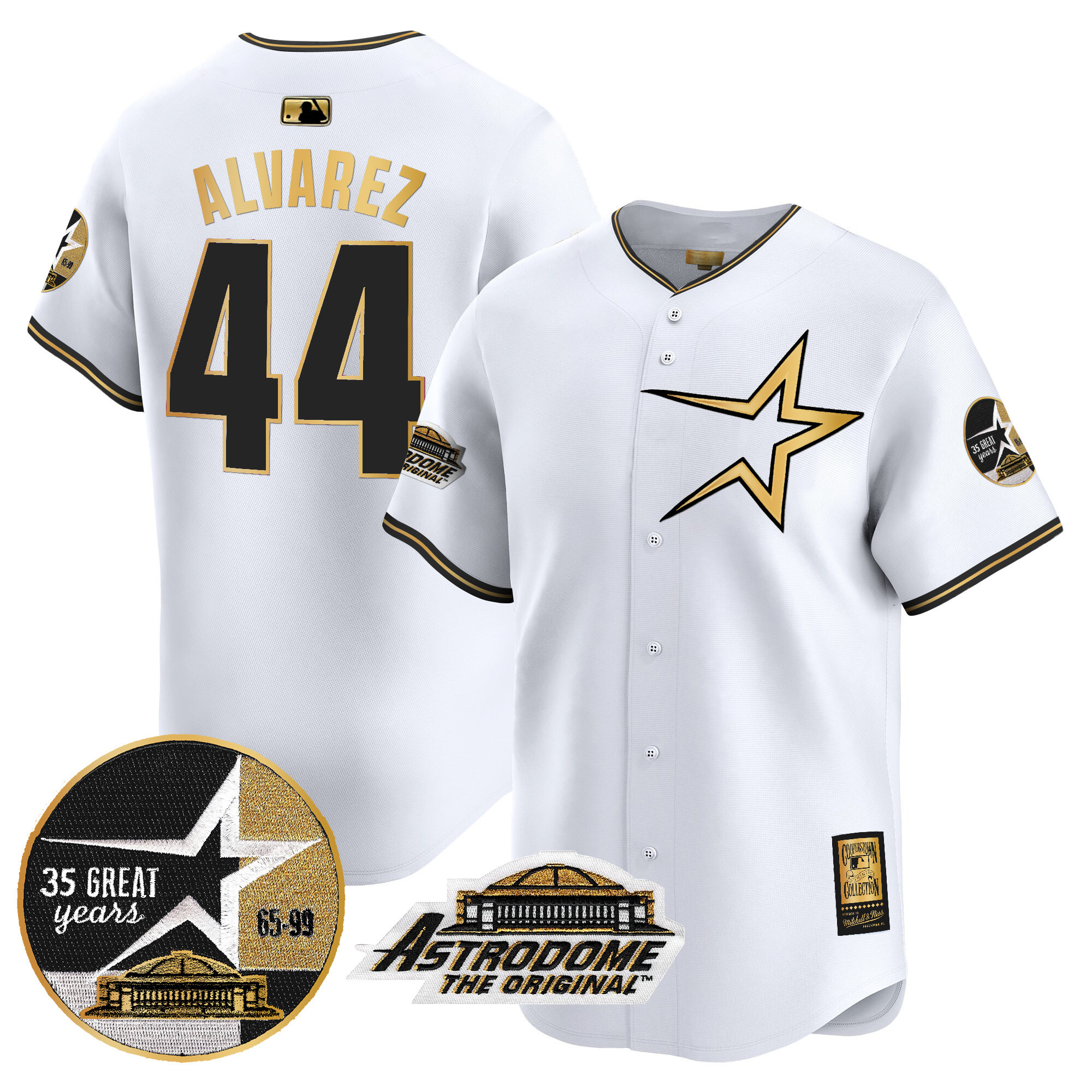 Men's Astros 1999 Throwback 35th & Astrodome Patch Vapor Premier Limited Jersey - All Stitched