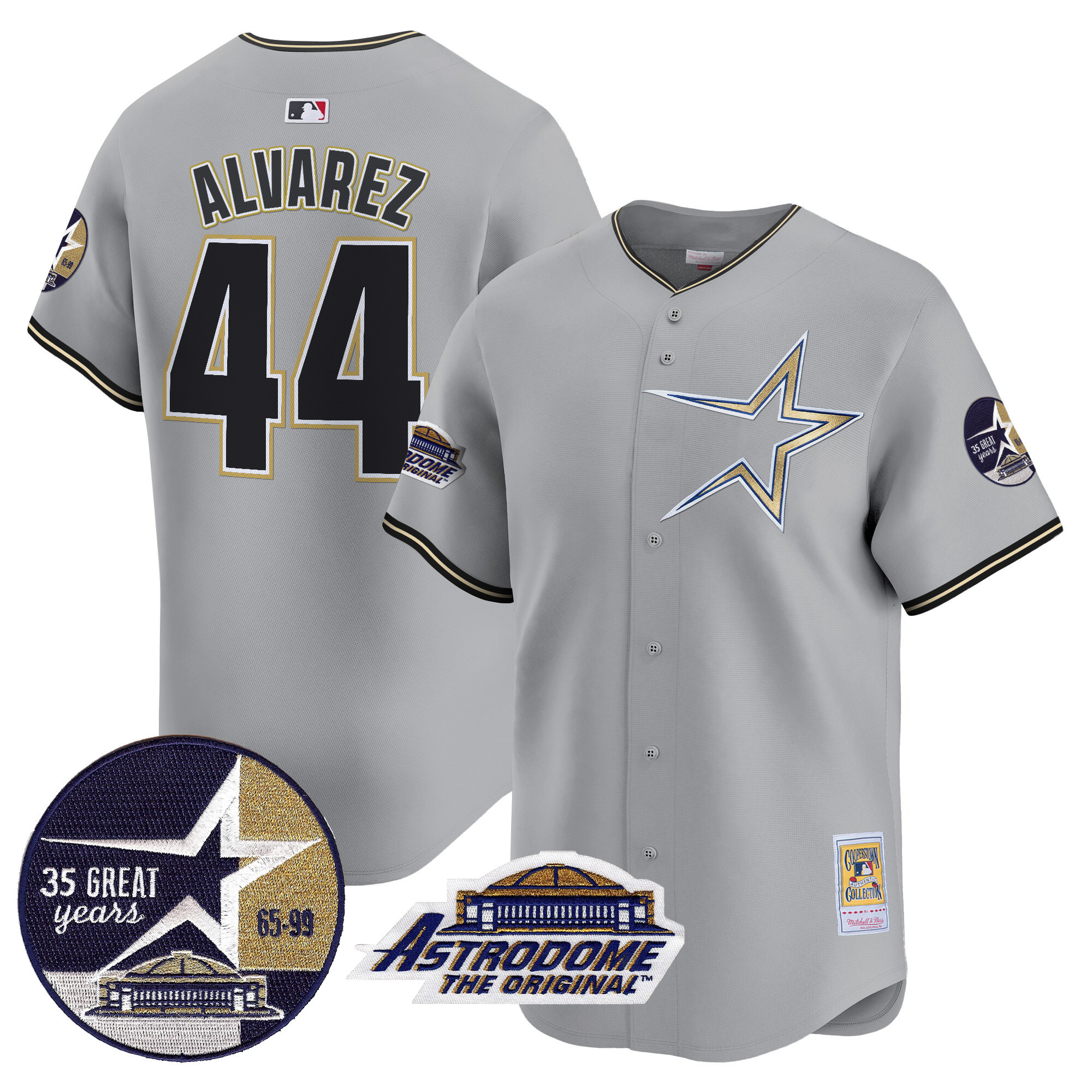 Men's Astros 1999 Throwback 35th & Astrodome Patch Vapor Premier Limited Jersey - All Stitched