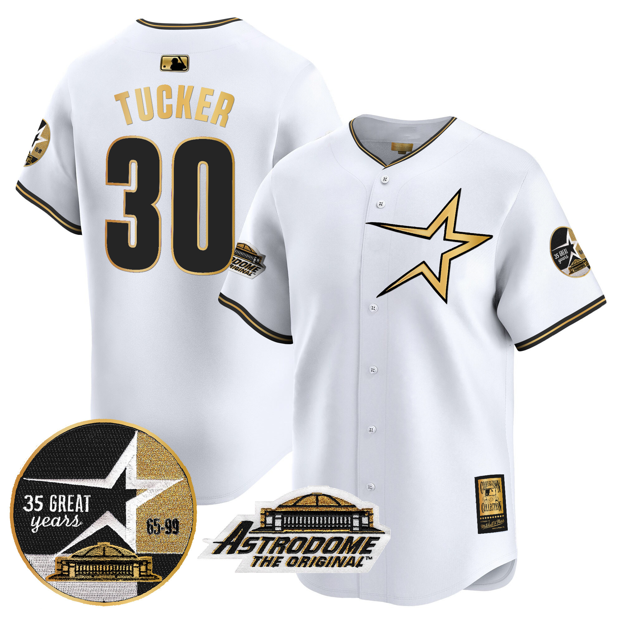 Men's Astros 1999 Throwback 35th & Astrodome Patch Vapor Premier Limited Jersey - All Stitched
