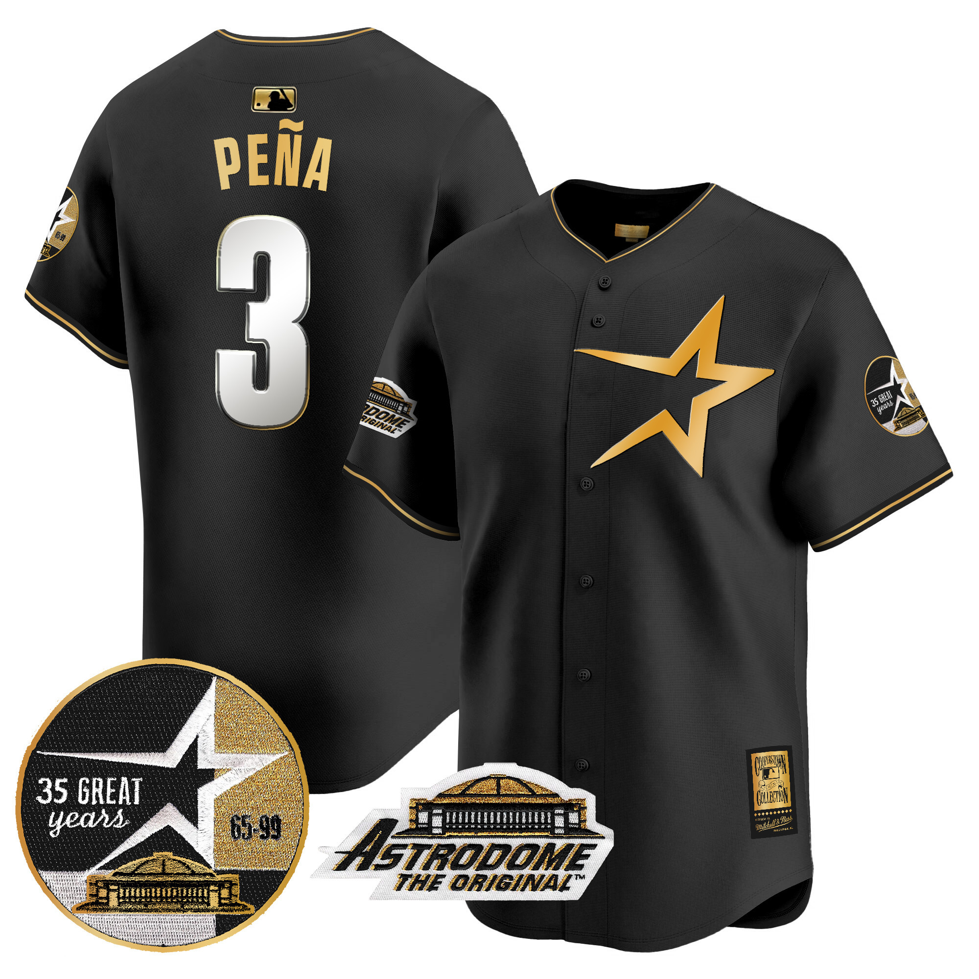 Men's Astros 1999 Throwback 35th & Astrodome Patch Vapor Premier Limited Jersey - All Stitched