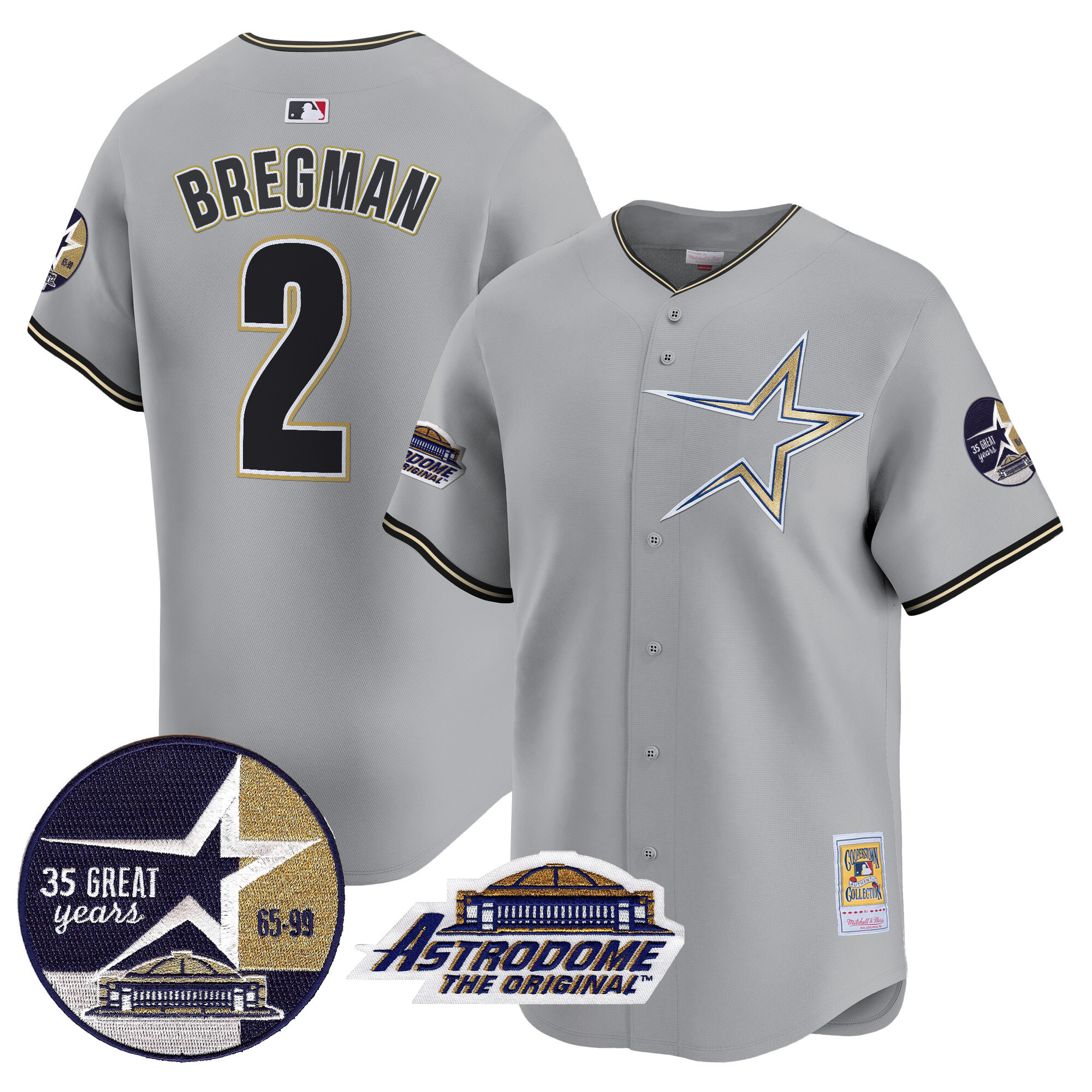 Men's Astros 1999 Throwback 35th & Astrodome Patch Vapor Premier Limited Jersey - All Stitched