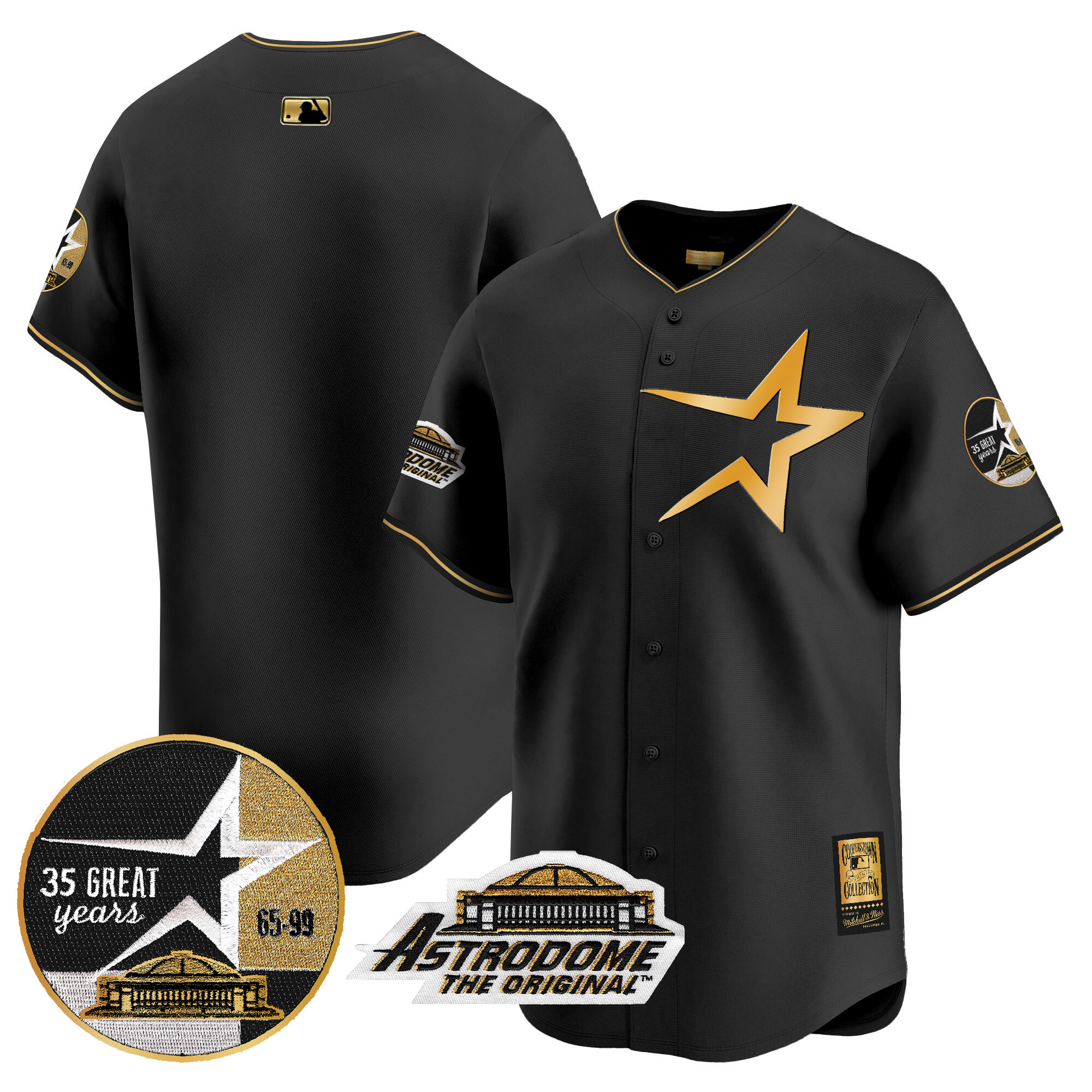 Men's Astros 1999 Throwback 35th & Astrodome Patch Vapor Premier Limited Jersey - All Stitched