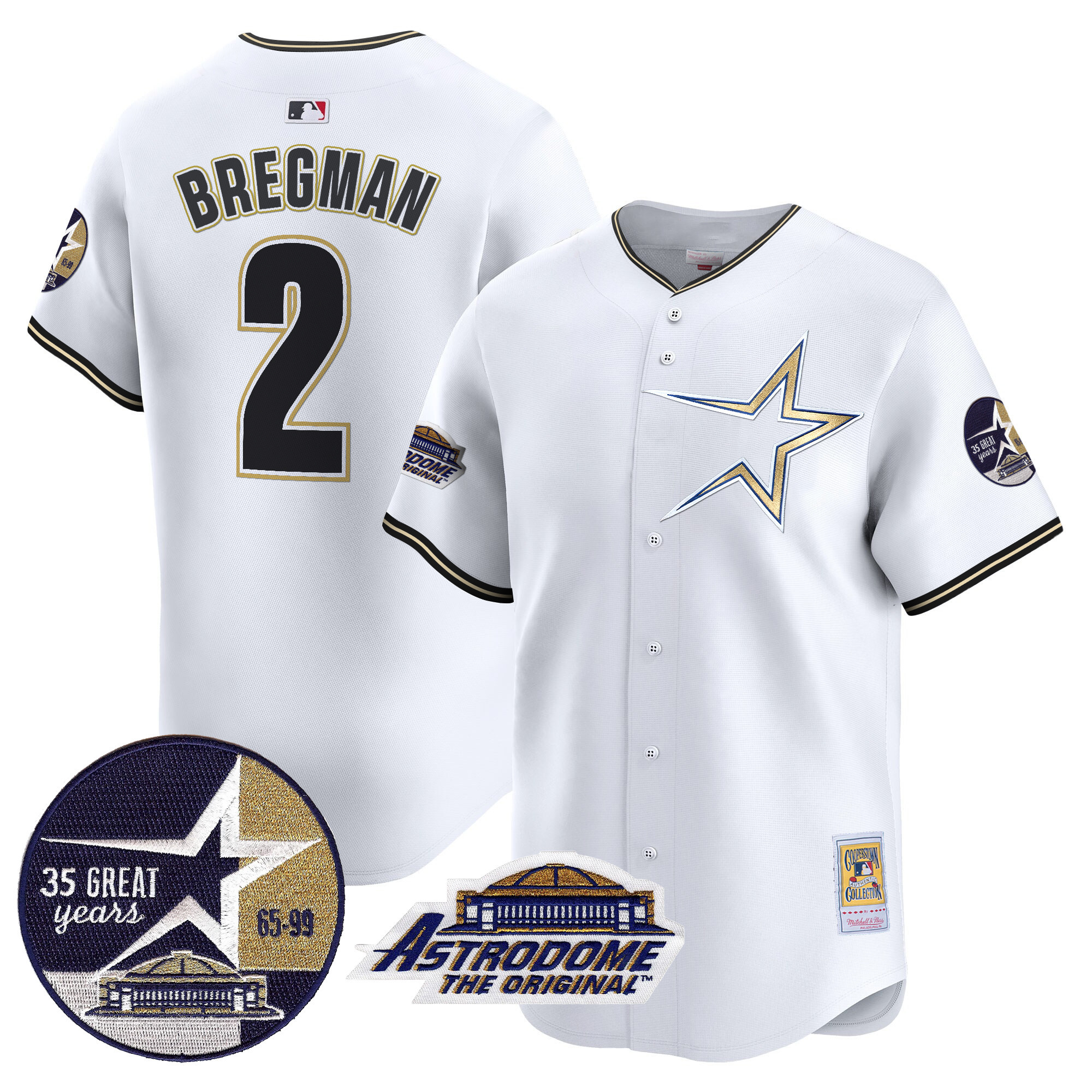 Men's Astros 1999 Throwback 35th & Astrodome Patch Vapor Premier Limited Jersey - All Stitched