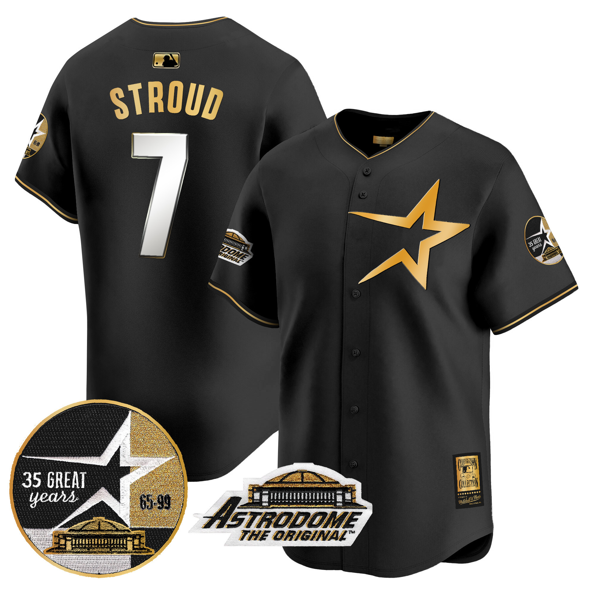 Men's Astros 1999 Throwback 35th & Astrodome Patch Vapor Premier Limited Jersey - All Stitched