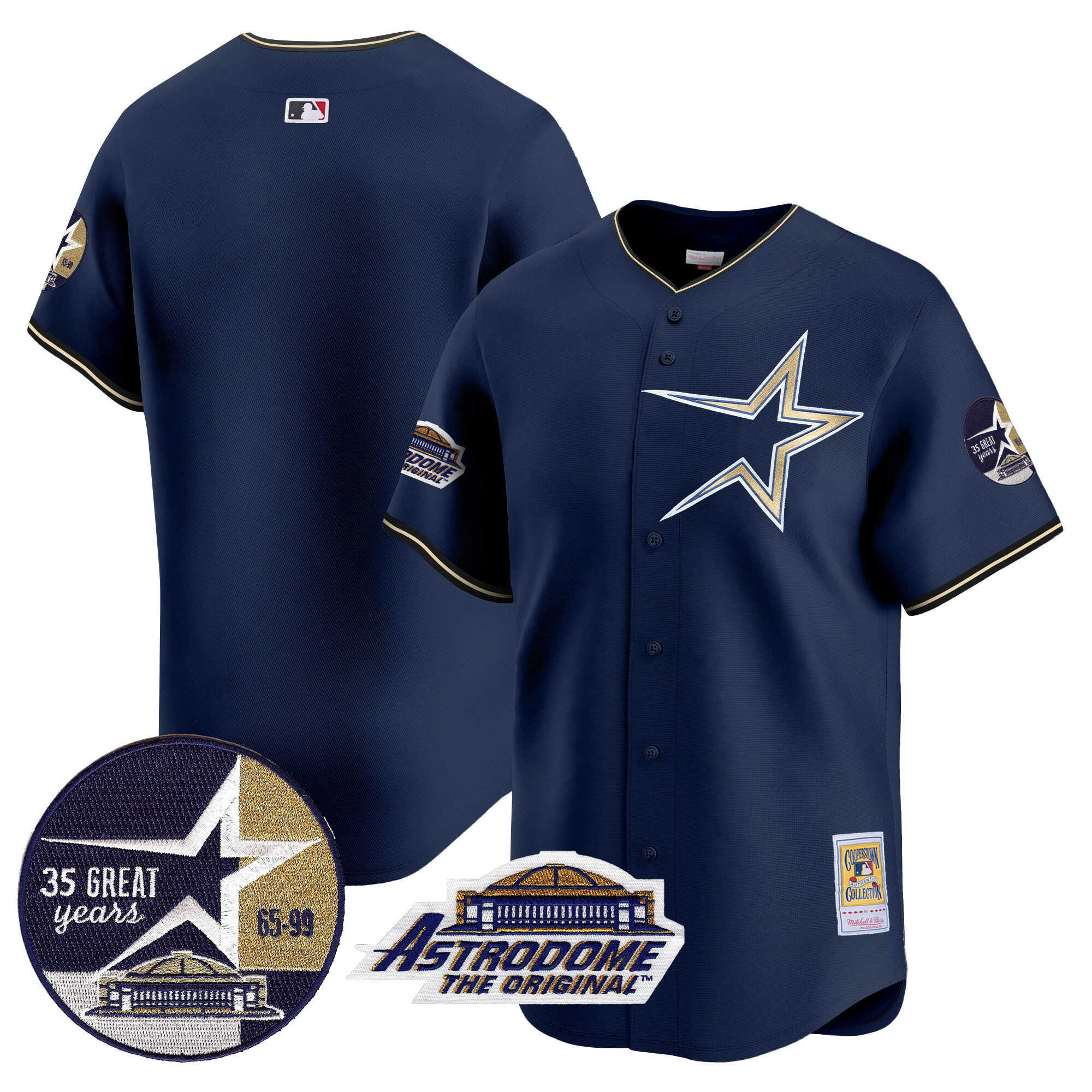 Men's Astros 1999 Throwback 35th & Astrodome Patch Vapor Premier Limited Jersey - All Stitched