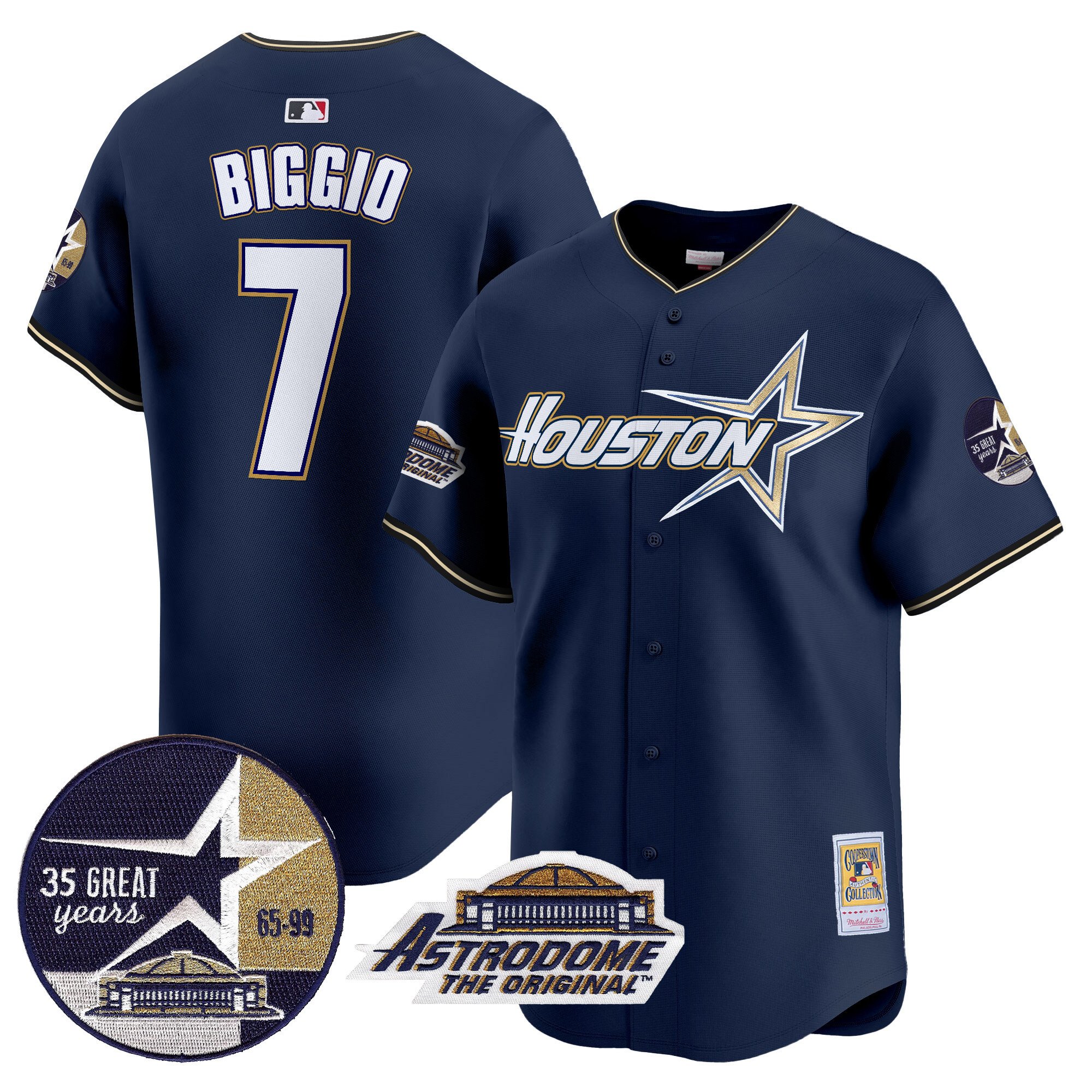 Men's Astros 1999 Throwback 35th & Astrodome Patch Vapor Premier Limited Jersey V2 - All Stitched