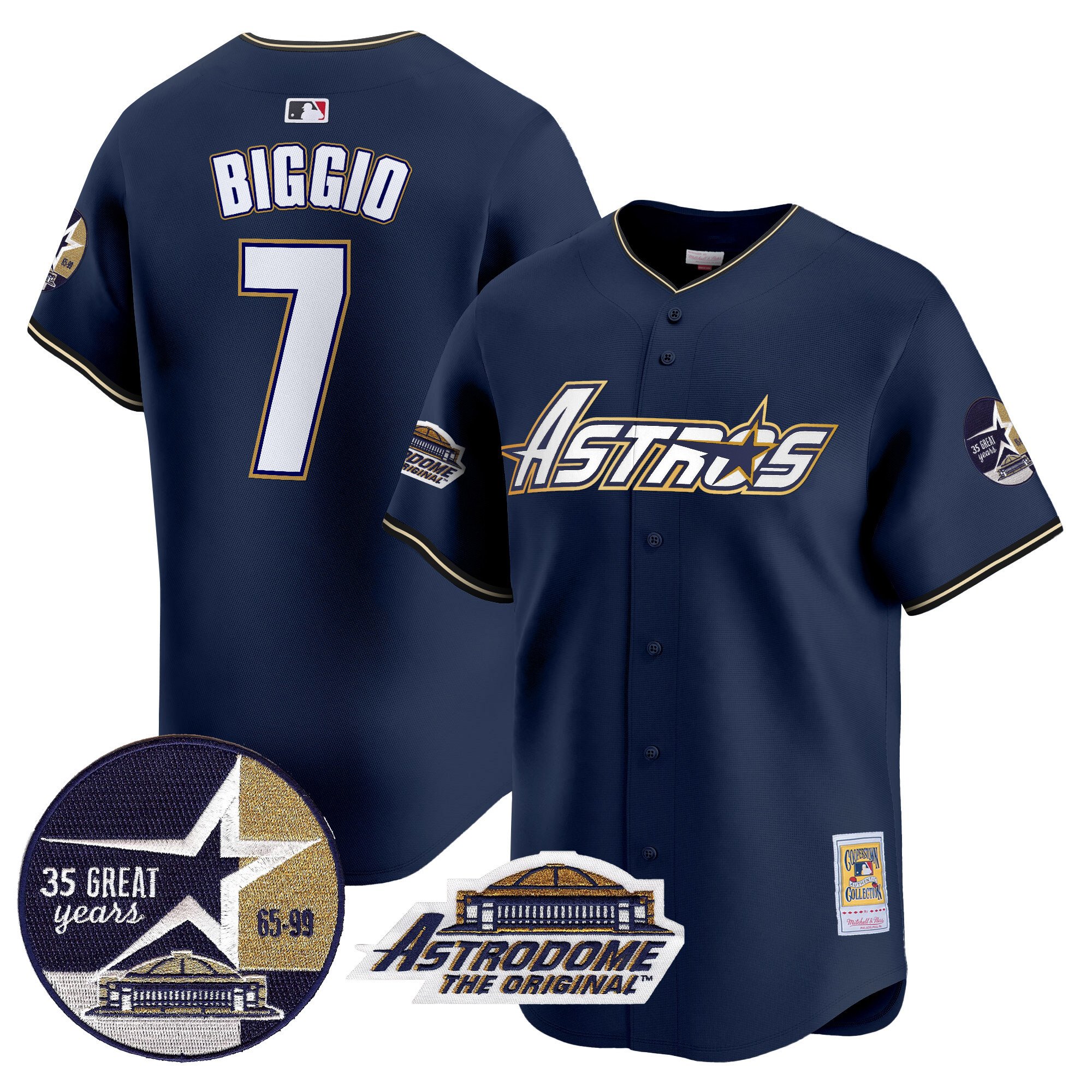 Men's Astros 1999 Throwback 35th & Astrodome Patch Vapor Premier Limited Jersey V3 - All Stitched